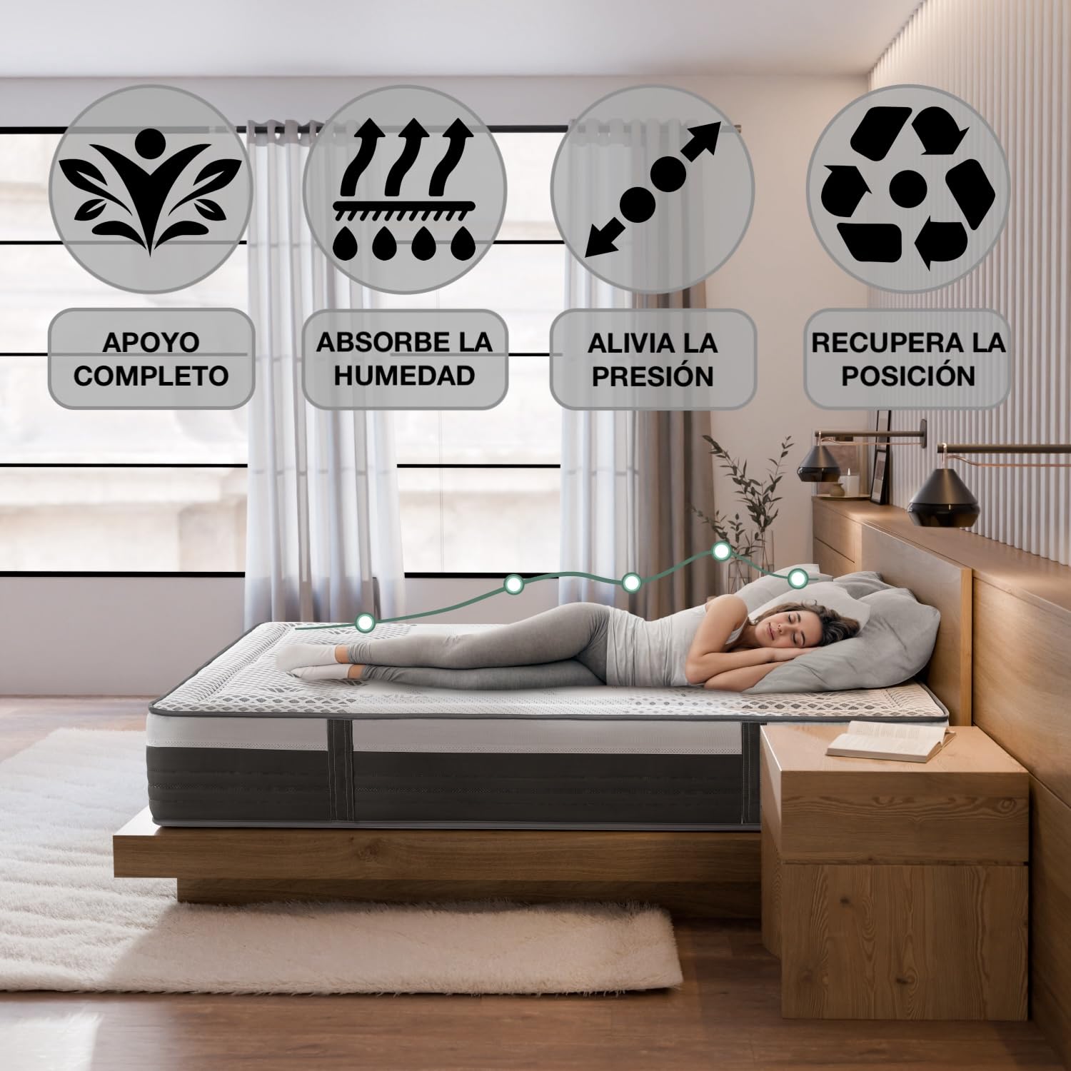 T-ORMU COLCHONES 150X190 VISCOELASTICOS Premium Firme – Colchón 150X190 Viscoelástico Firmeza Alta ± 29 CM Altura – Matrimonio – Traspirable Antialérgico Confortable Ergonómico Oeko-Tex