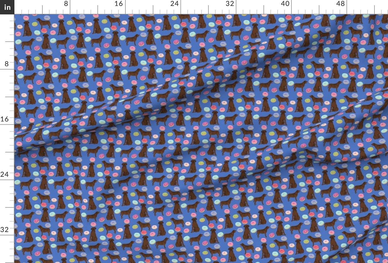 Spoonflower Fabric - Chocolate Labrador Retriever Lab Dogs Cute Donuts Funny Food Foods Printed on Upholstery Velvet Fabric Fat Quarter - Upholstery Home Decor Bottomweight Apparel