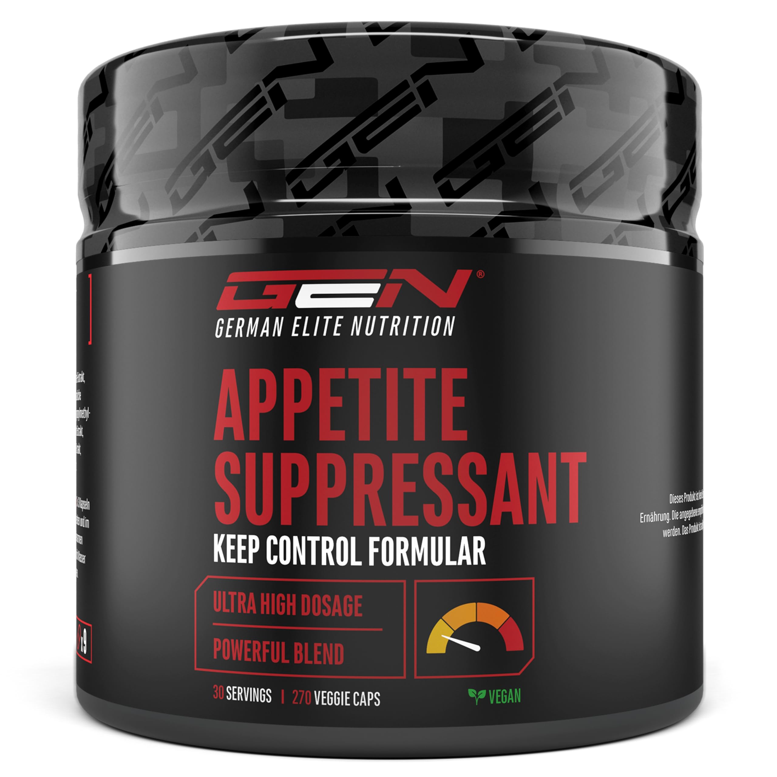 Appetite Suppressant - 270 gélules - Extrak hautement dosé avec glucomannane, extrait de thé vert, cannelle de Ceylan, extrait de saule blanc & Crom - Vegan