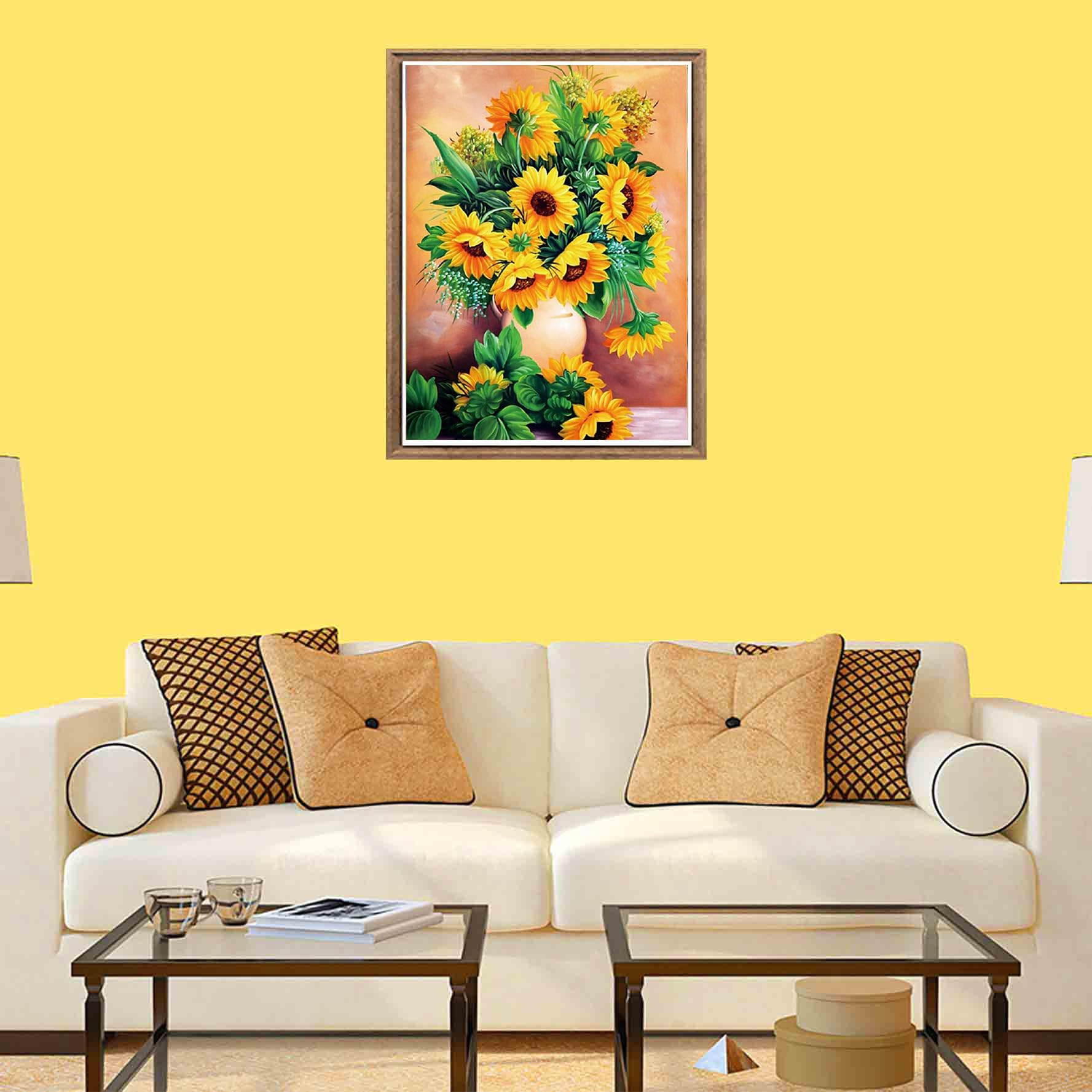Bimkole 5D Diamond Painting DIY Kits Vache, Fleur Peinture D'art Diamant Kits Résine Peinture