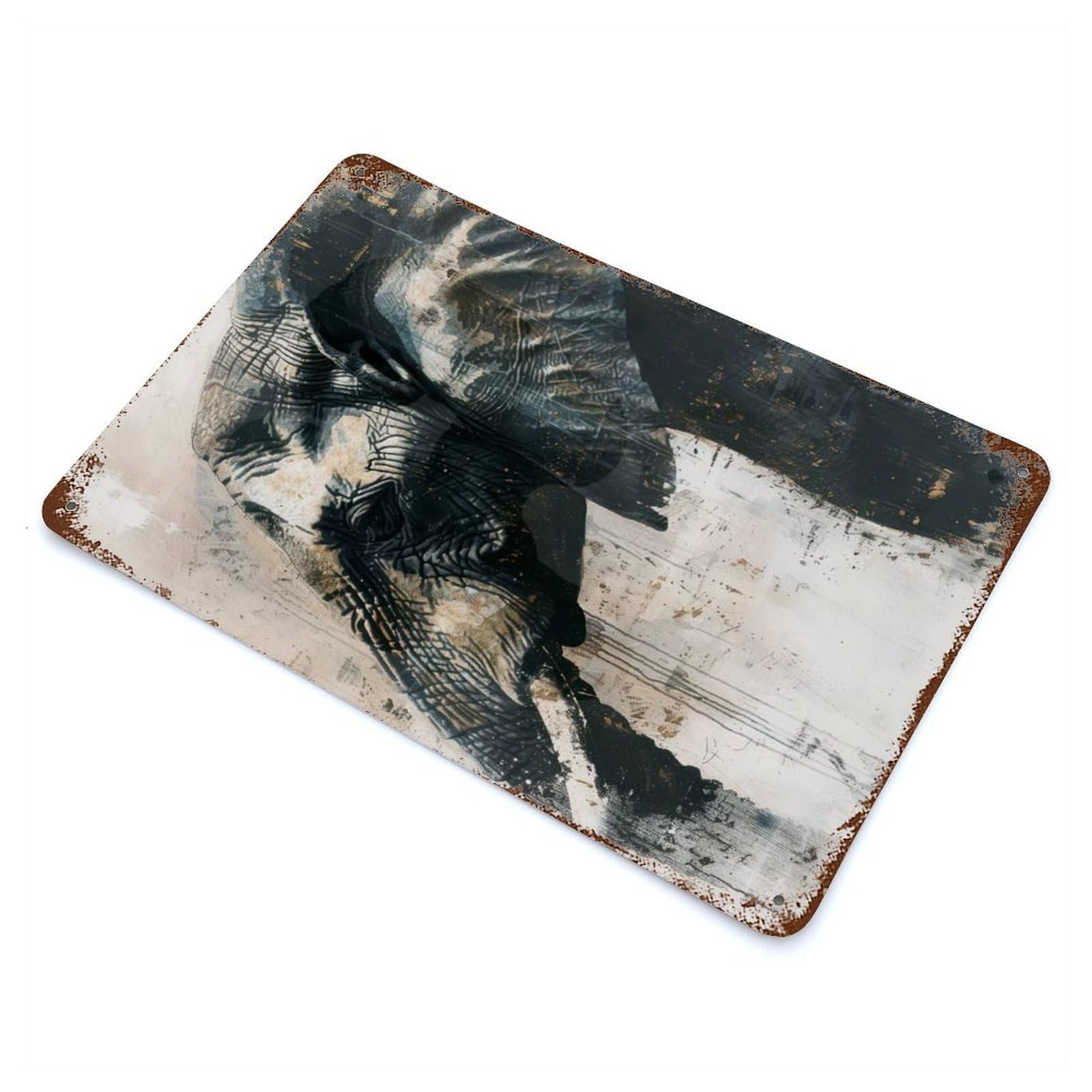 Garage Style Elephant Grace Painting Rust Effect Tin Sign 11.8"x7.9", Industrial Home Decor for Bar And Workshop