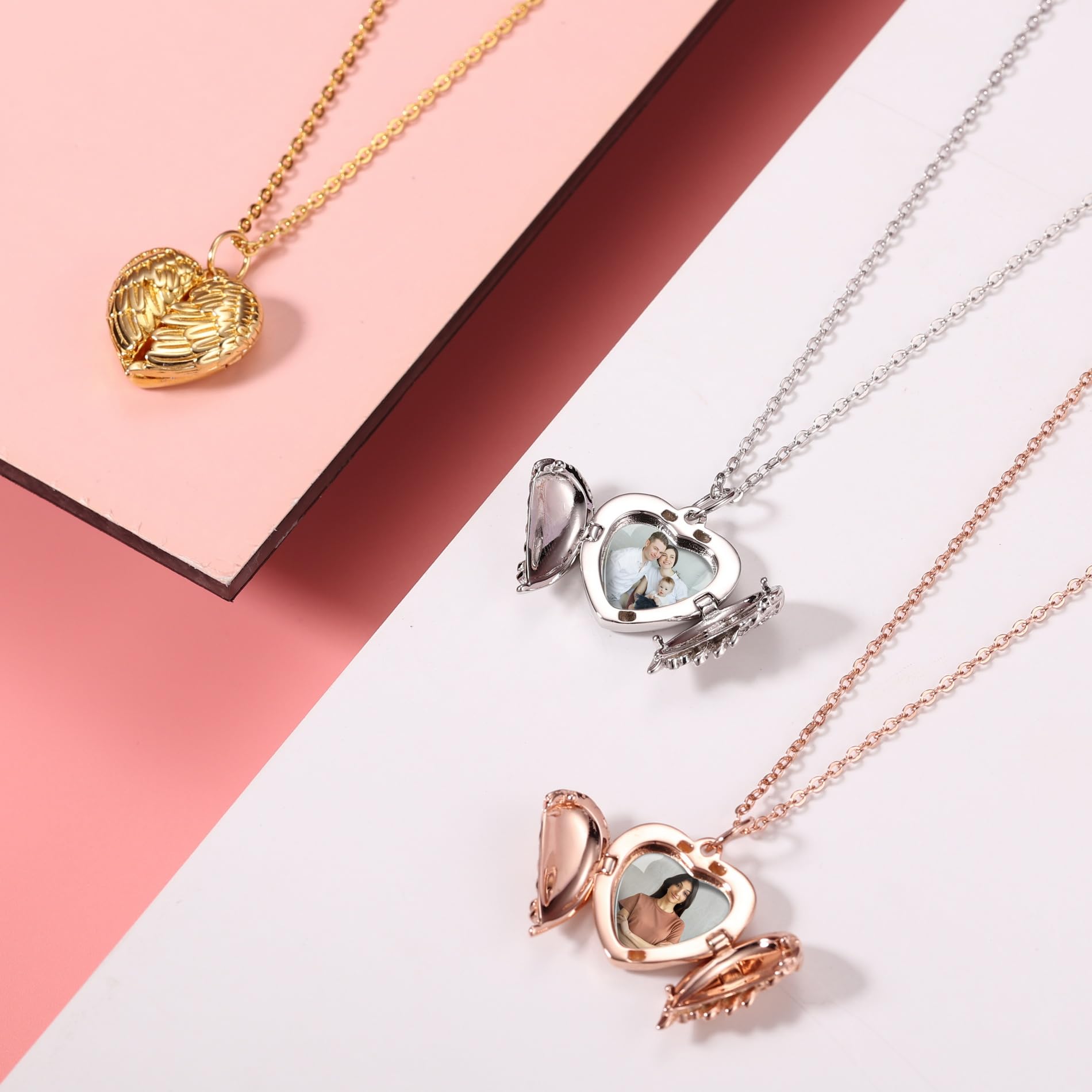 Collana con Medaglione a Cuore Personalizzato con Immagine All'interno Collana con Ciondolo Medaglione a Cuore in Argento 925 Personalizzato con Foto/Testo/Iniziale per Donne Fidanzata Mamma