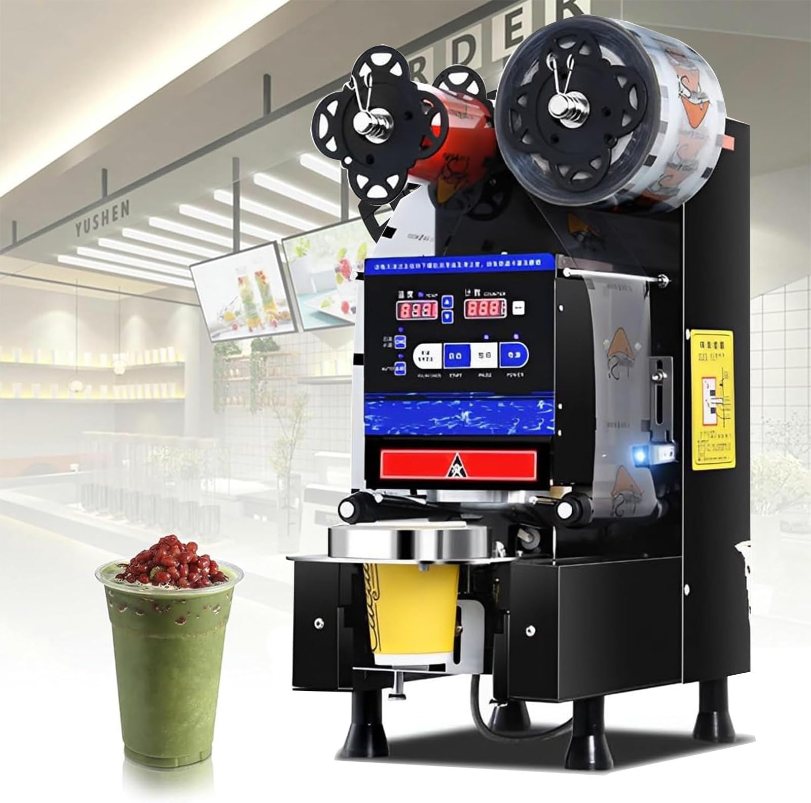 Commercial Cup Sealing Machine with Digital Control for Bubble Tea and Beverage Shops