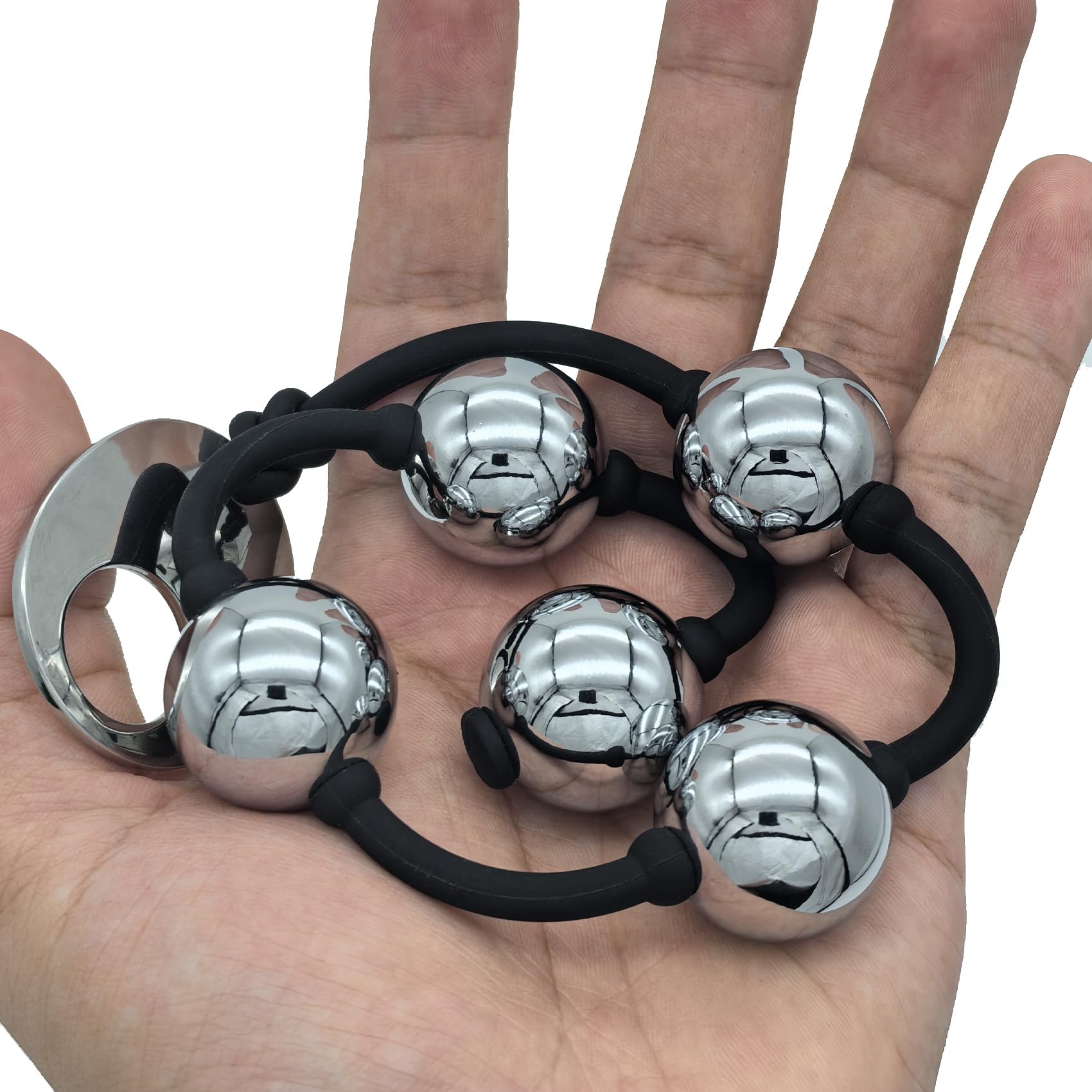 Metal Anal Balls, Stainless Steel Anal Sex Beads Butt Plug Bead with 5 Metal Balls String Rope BDSM Toys Vaginal Dialator Spreader Masturbation Anal Beeds Training for Women Men Beginner (Silver): Solid Beads silicone rope