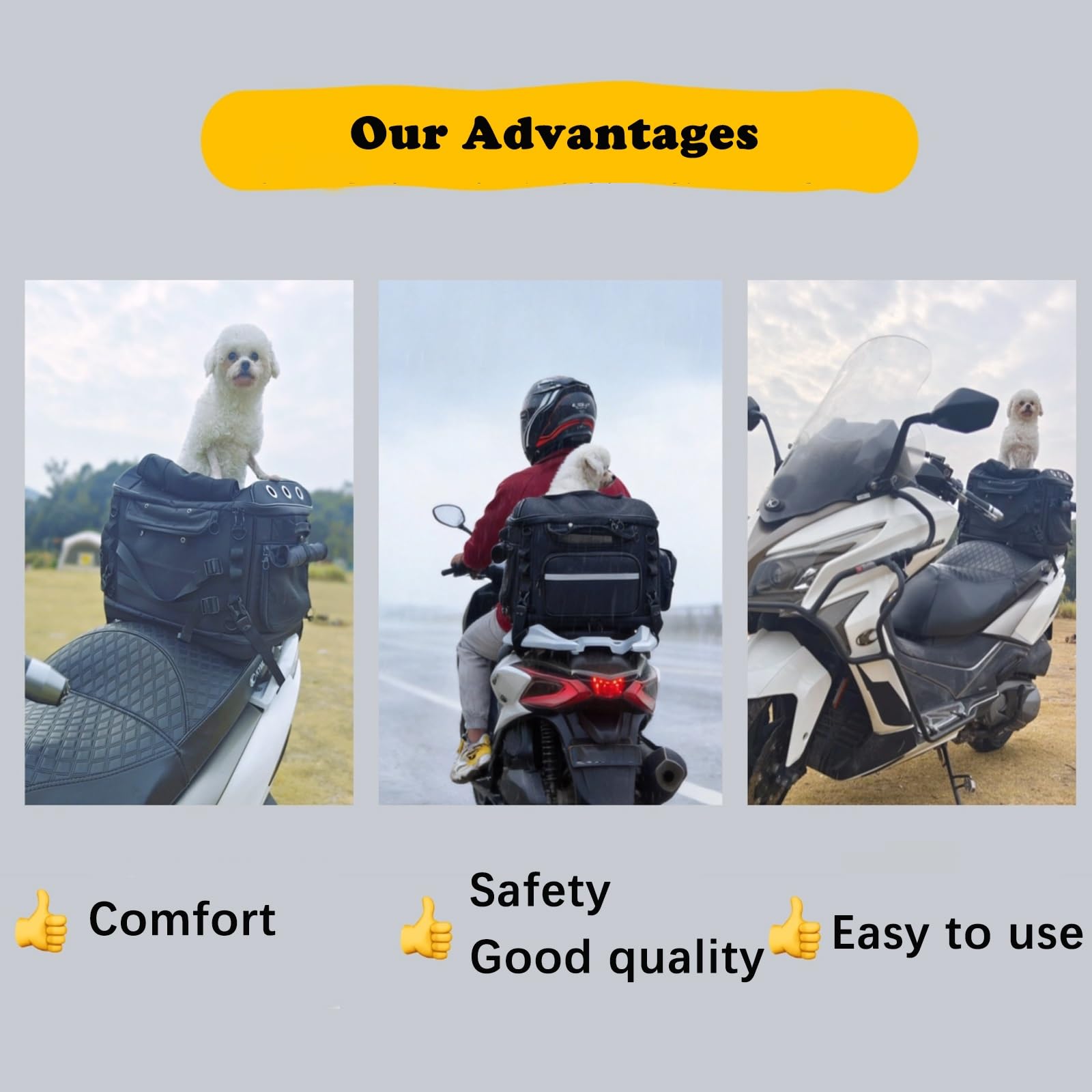 Borsa Cani Moto Fino A 15KG Antivento E Impermeabile Con Copertura Antipioggia Ventilato,EVA Composito Rinforzato, Non Si Deforma,trasportino Per Cani Auto