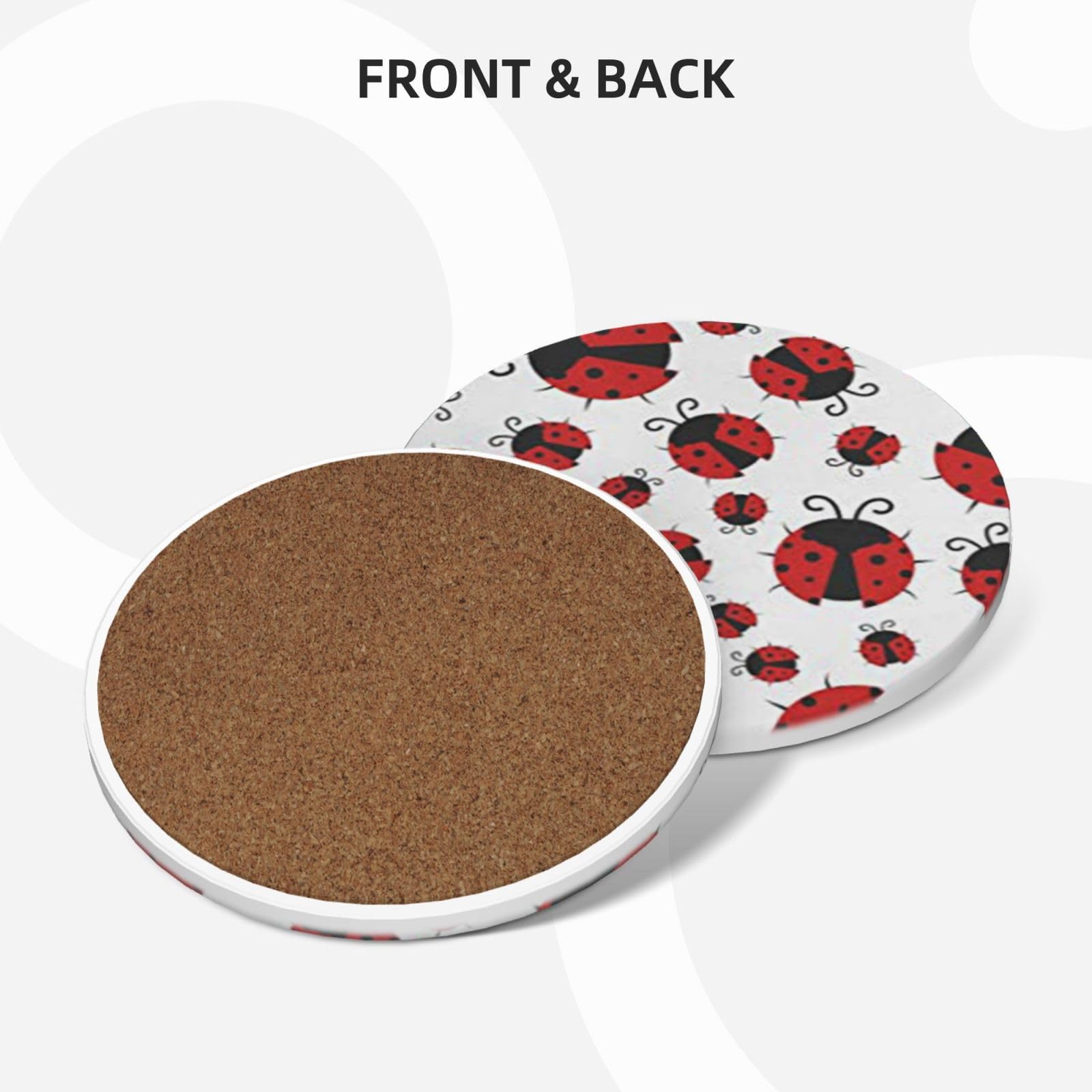 Divertente coccinella stampato sottobicchiere in ceramica Set di 6 sottobicchieri decorativi Drink coaster