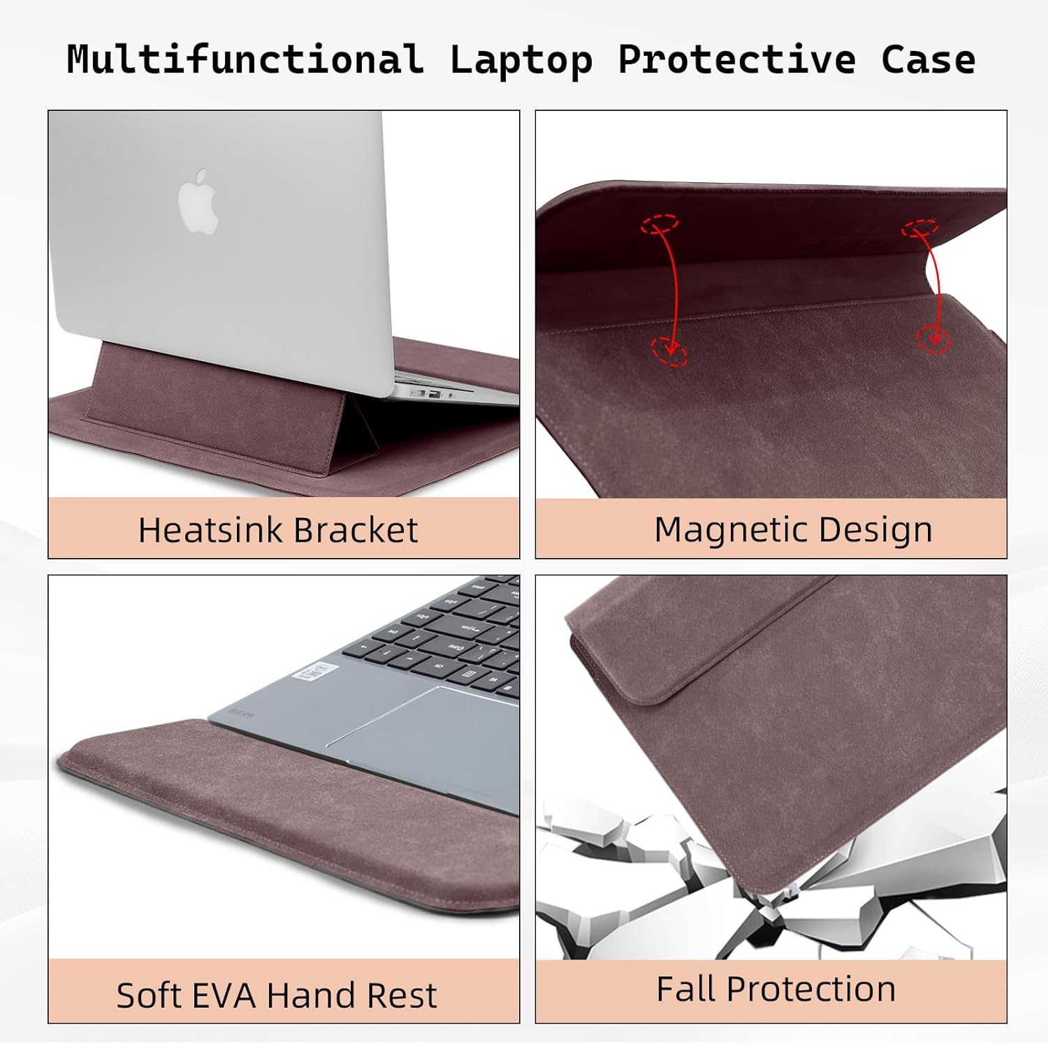 13.3-14 Inch Laptop Sleeve Case with Stand Feature Cover PU Leather Slim Bag for MacBook Pro 14/MacBook Air 13/13.3'' 2026-2021 Dell/Lenovo/HP/ASUS/Huawei Matebook 14'' Laptop Case (Red)