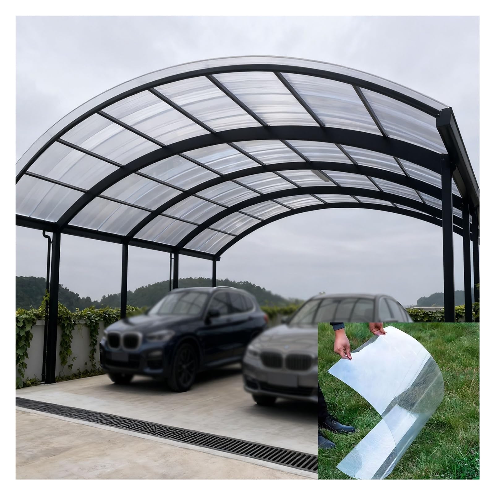 Láminas de Policarbonato para Invernaderos, Ventana Cobertizo Plexiglás Lámina Techos Cobertizos para Patios, Paneles Reemplazo Techos(0.8x5m/2.62x16.4ft)