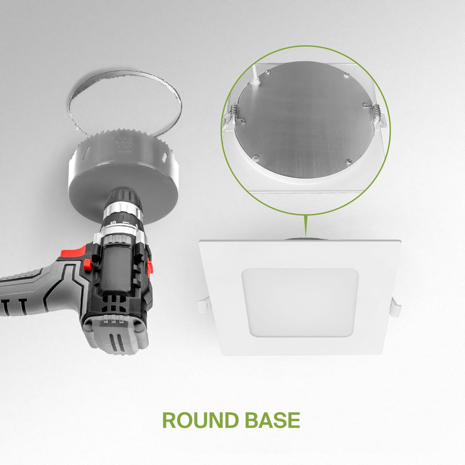 ASD 6 Pack LED Square Recessed Lighting 4 Inch with Round Back, 5CCT 2700K-5000K CRI90+, Ultra-Thin IC Rated Dimmable Ceiling Lights with Junction Box, Canless Wafer Downlight, ETL Energy Star, White