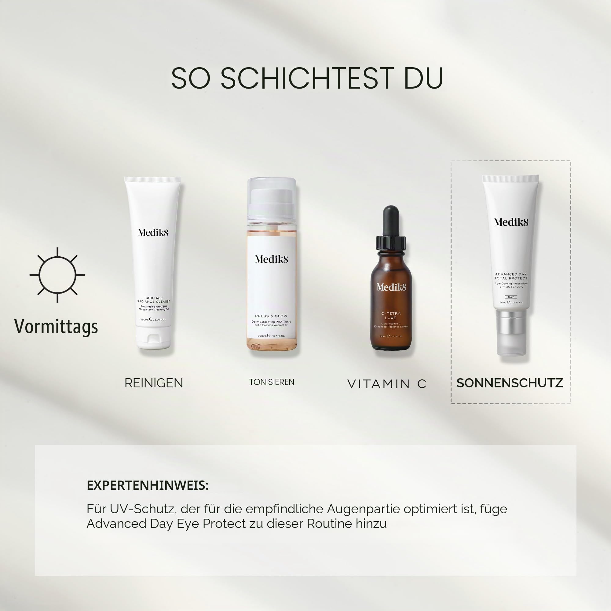 Medik8 Advanced Day Total Protect LSF 30 Feuchtigkeitscreme für das Gesicht - Feuchtigkeitsspendender & nicht fettender UVA-Schutz - Leichter Sonnenschutz & Feuchtigkeitscreme - 50ml