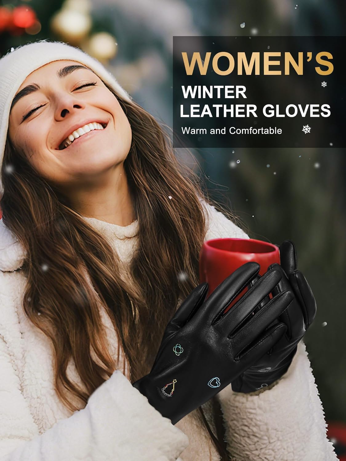 FIORETTO Women’s Winter Chrome-Free Sheepskin Leather Gloves Cashmere Wool Lined, Touchscreen & Embroidered W25003 - Image 2