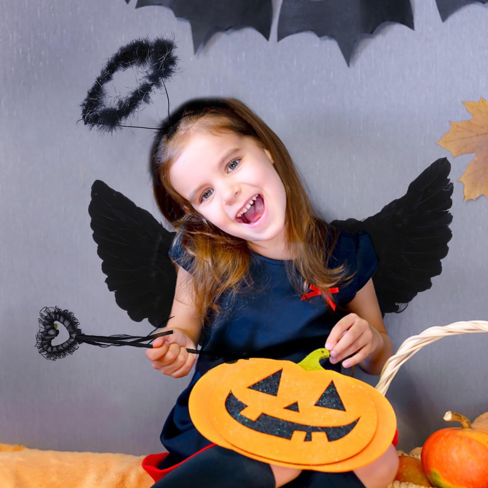 Costume Ailes D'Ange Femme - 3 Pièces (ailes, Bandeau, Baguette) Pour Halloween, Noël, Cosplay