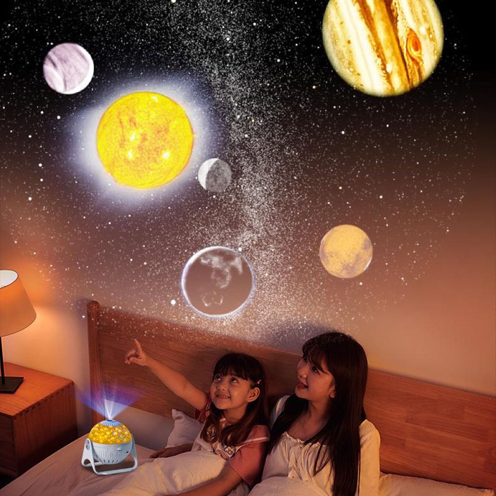 Jeanoko Luce di Proiezione a LED Full Star, Proiettore Luminoso con Messa a Fuoco Regolabile per Cameretta dei Bambini, Luce Notturna con Musica, Materiale PVC