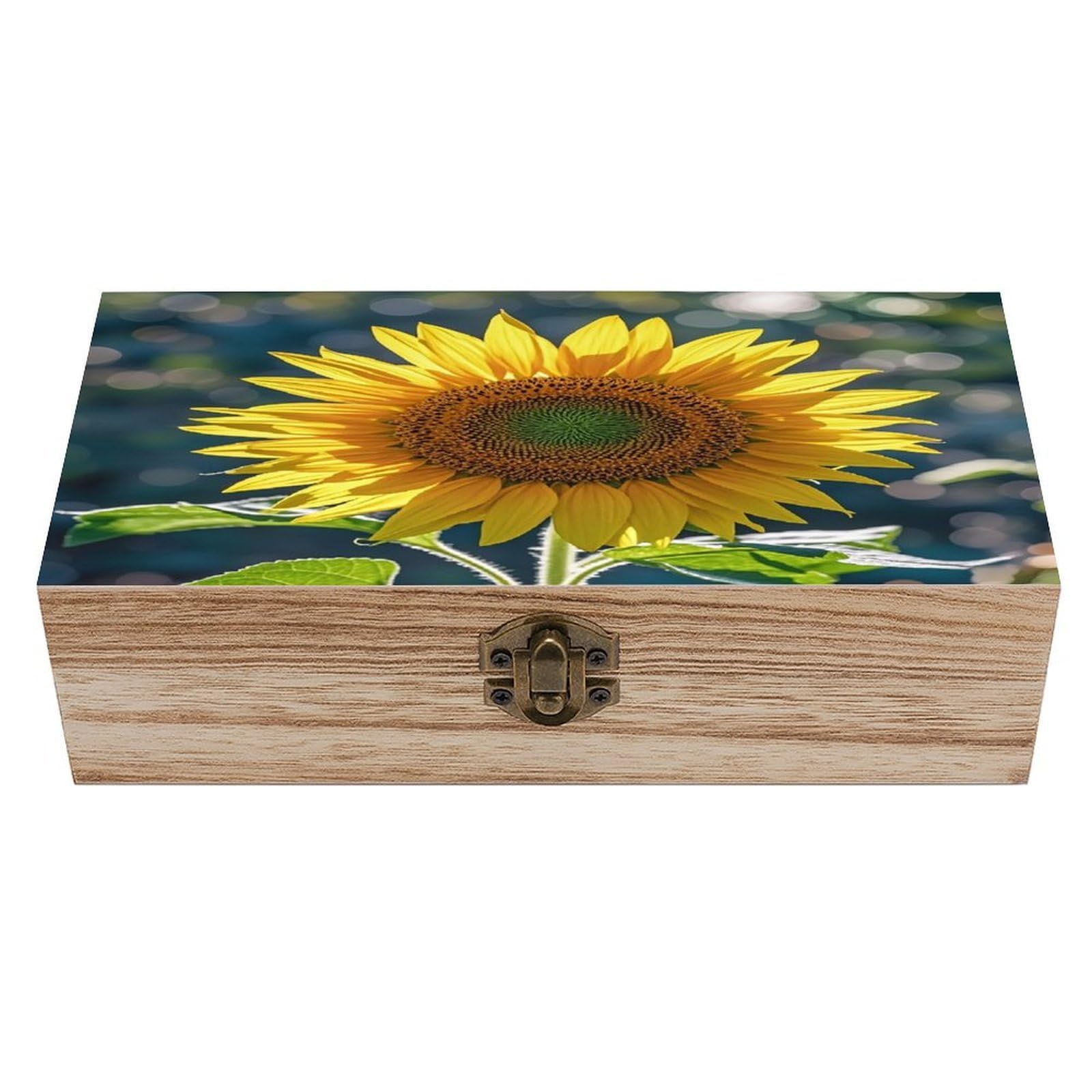 LZQPOEAS Night Sunflowers Wooden Box Storage Space to Organize Jewelry in A Beautiful Small Storage Box Decorative Card Boxes Memory Treasure Boxes for Crafts And Photo Storage