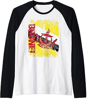 BRUNEI Flag Vintage Distressed BRUNEI Raglan Baseball Tee