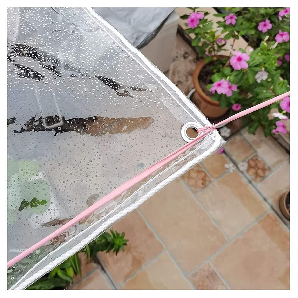 LIJINBO Pokrowce na rośliny, przezroczysta plandeka, wodoodporna, wytrzymała, uniwersalna plandeka, (400 g/m²) plastikowa osłona z oczkami do ogrodu na zewnątrz, pyłoszczelna, 50 rozmiarów (kolor: Przezroczysty, rozmiar: 2 x 2 m)