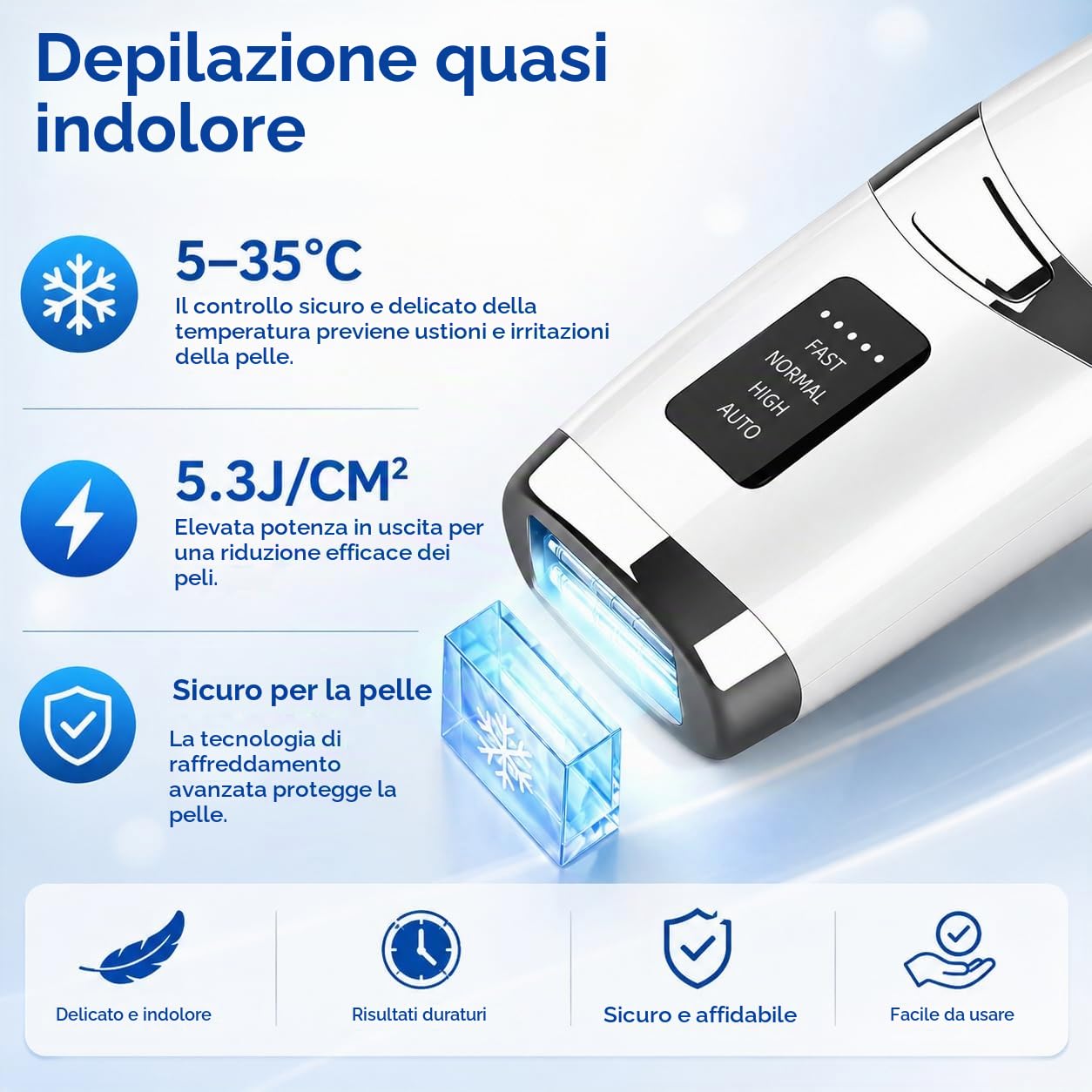 Epilatore Luce Pulsata con Funzione di Raffreddamento, 999999 Epilatore Laser 9 Livelli di Energia, Epilatore Per Donne e Uomini, Ascelle,Viso, Tutto il Corpo,