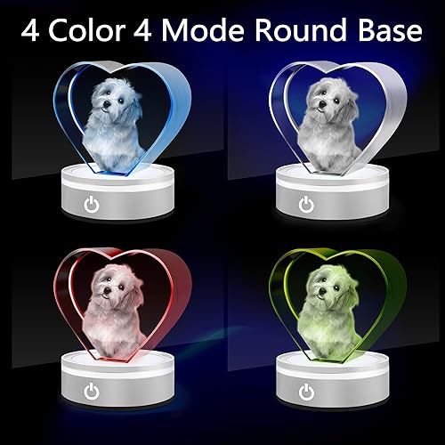 Miniatura 3 de Foto de cristal personalizada, grabado con láser, foto de cristal de corazón personalizada con base de luz LED, regalo para Navidad, cumpleaños,
