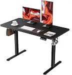 ERGOMAKER 55-inch Bureau électrique à pied réglable en hauteur, bureau électrique à l'étage Bureau d'ordinateur ergonomique à siège avec poste de travail informatique (cadre blanc, bureau en noyer blanc)