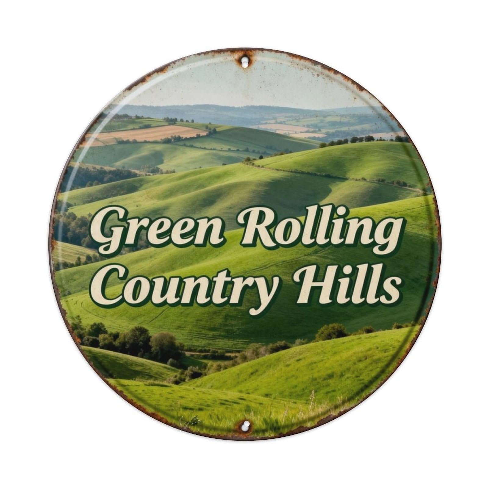 Green Rolling Country Hills - Metal Tin Sign Plaque
