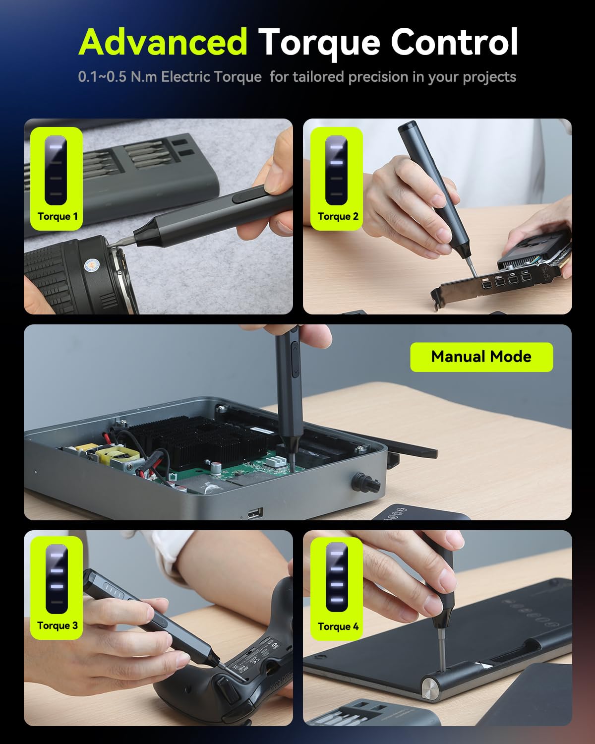 34 in 1 Präzisions-Elektroschrauber Set, Mini Akku-Magnetschraubendreher mit 30 S2-Stahl-Bits, 4 Drehmomenteinstellungen, USB-C Wiederaufladbare Elektronik Reparatur Tool Kit für iPhone Laptop PC