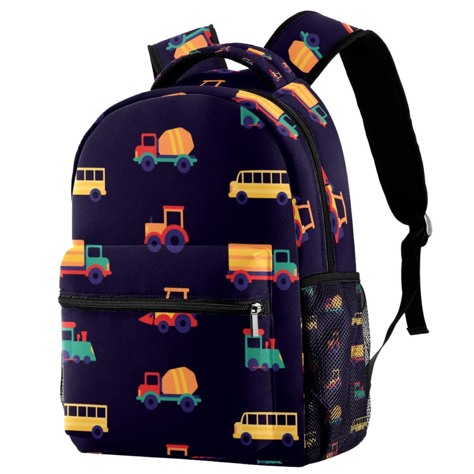 Sac à dos d'école multicolore à motifs de voiture 29x20x40cm