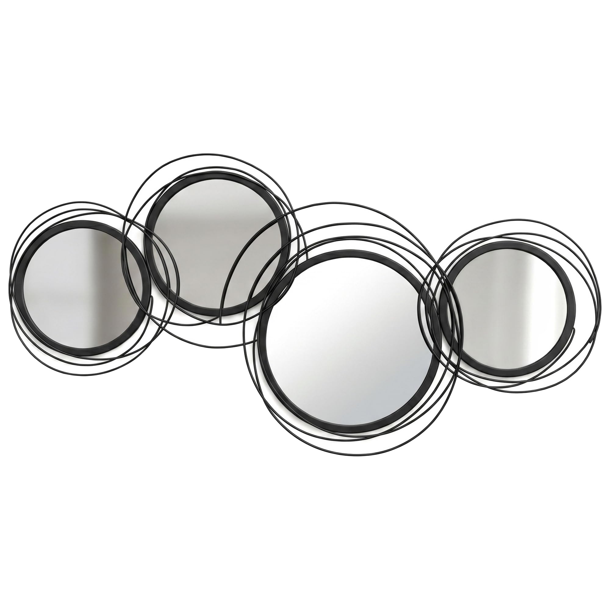 Homcom Metal Wall Art Decorative Mirror Decor Modern Wall Sculpture, Black