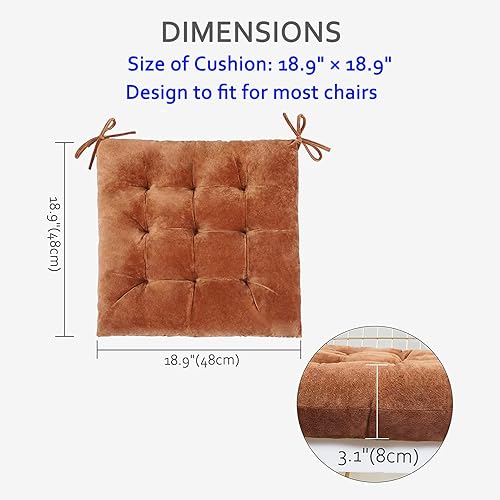 Miniatura 3 de ELFJOY Juego de 4 cojines cuadrados para silla de interior, cojines de asiento gruesos y suaves para cocina, comedor, silla de oficina (18 pulgadas,