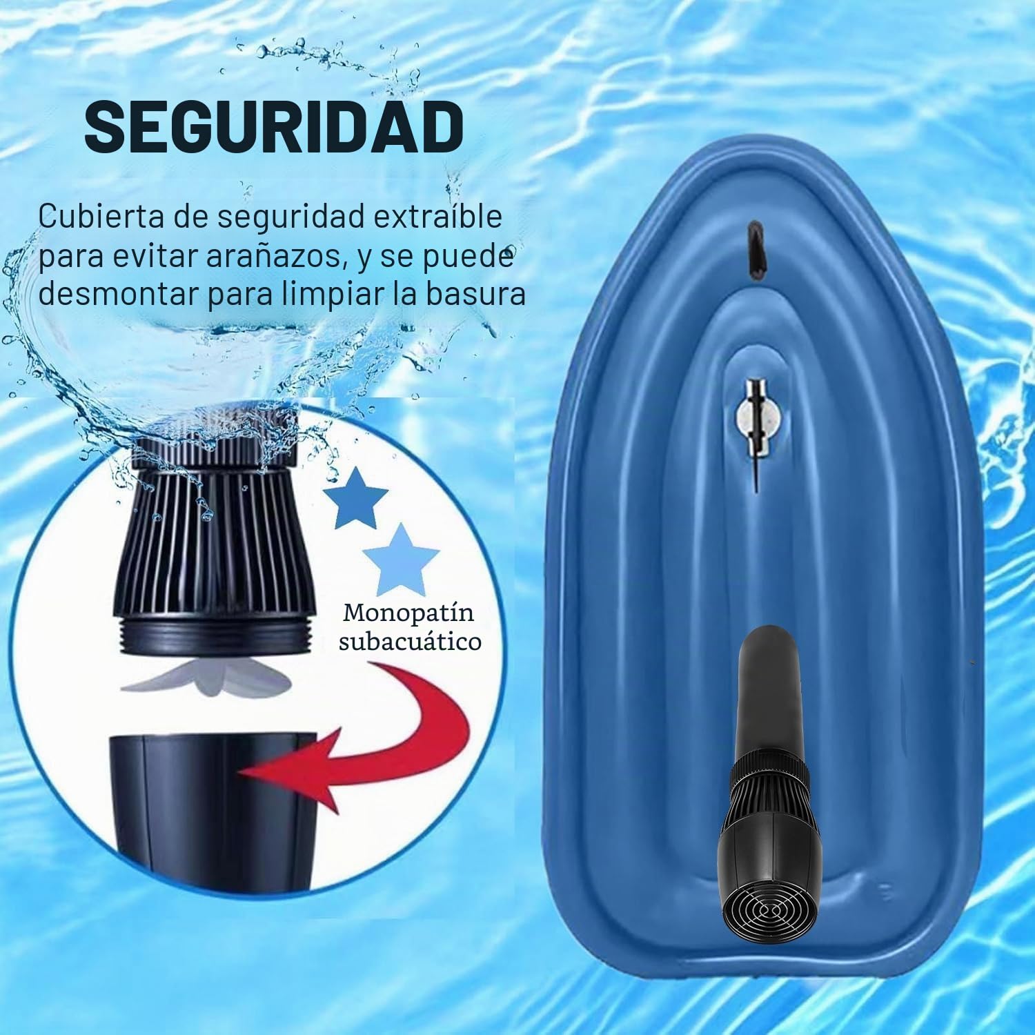 Moto acuática inflable eléctrica, kit de bote combinado inflable con motor SUP, propulsor a control remoto, bolsa de almacenamiento para asa y propulsor, capacidad máxima de 330 lb,500W10A