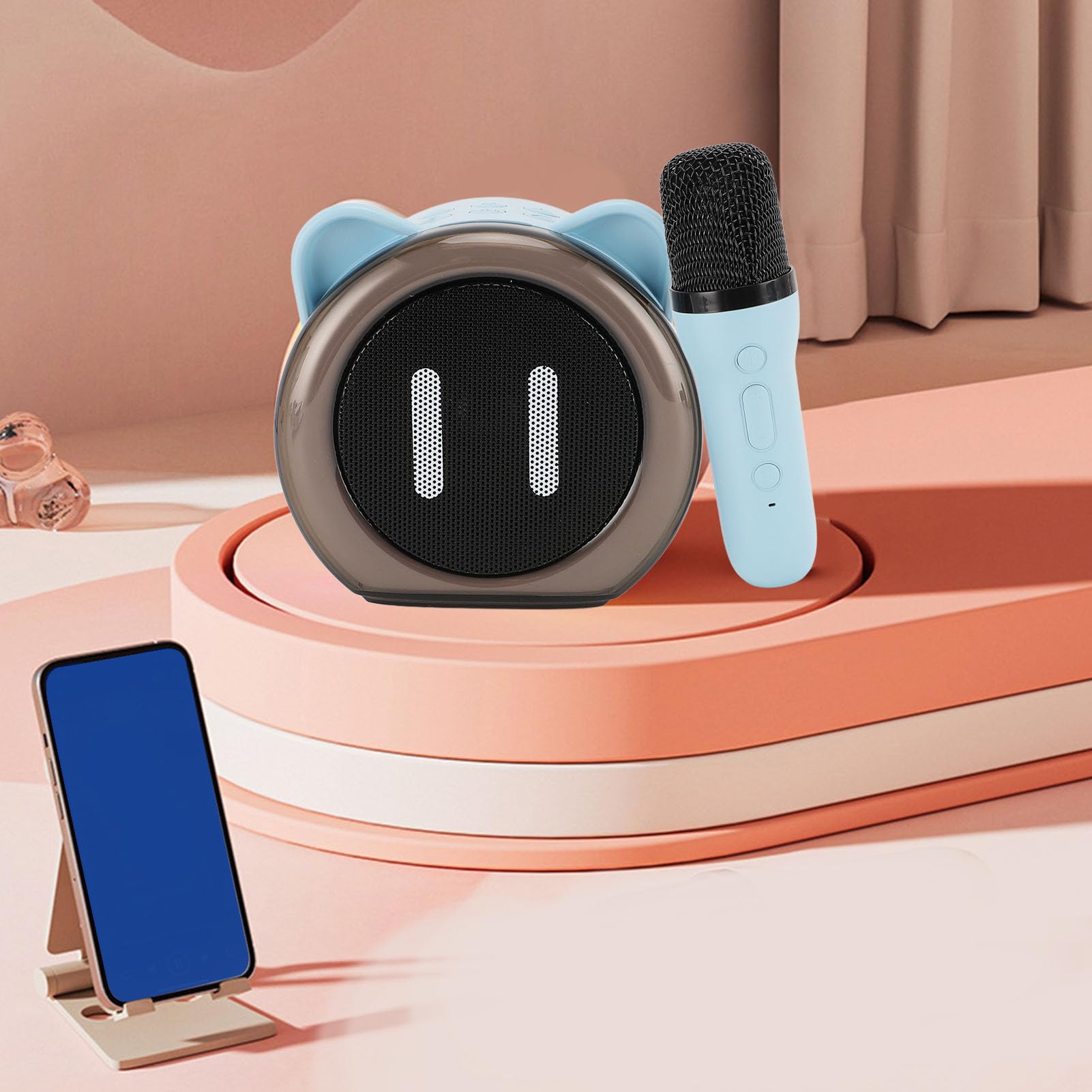 Karaoke Machine with LED Light, Speaker, Magic Voice Effects, Portable Microphone, for Home and Outdoor Parties