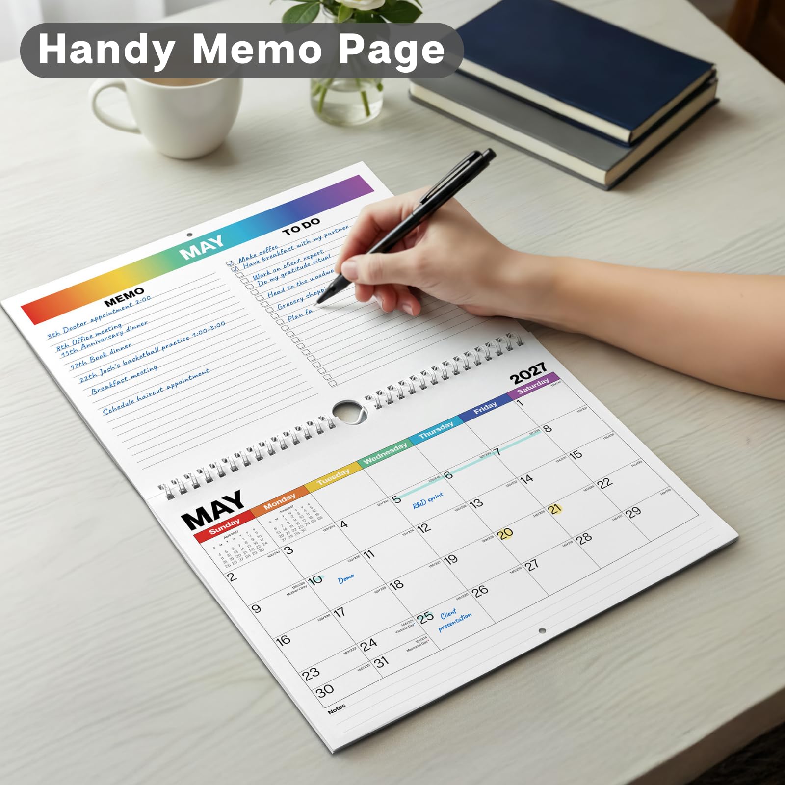 Dunwell Wandkalender 2025, 21,6 x 27,9 cm (bunt), kleiner Monats-Schreibtisch- oder Spiralkalender zum Aufhängen für Zuhause oder Büro, Premium-Qualität, perfekte Größe