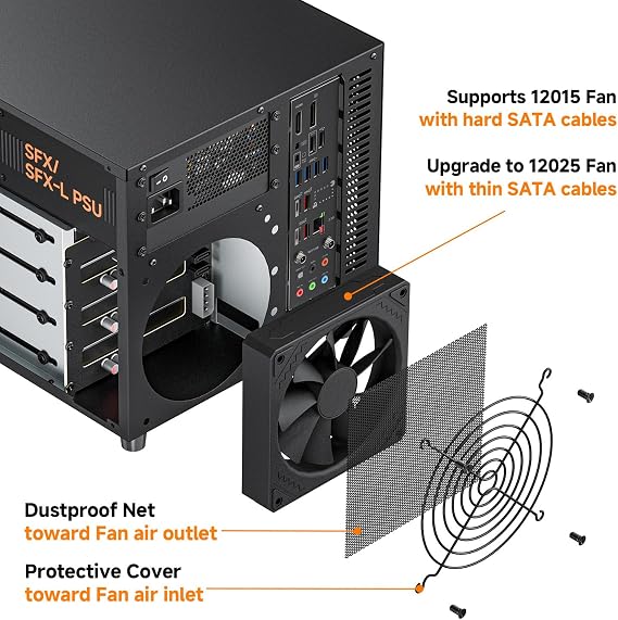 Mini ITX NAS Case, 4 Hot-Swap 3.5 HDD Bay NAS PC Chassis, Supports SFX/SFX-L/Flex PSU & 120mm Fan, Compact ITX Computer Case for Home Office Storage - Black