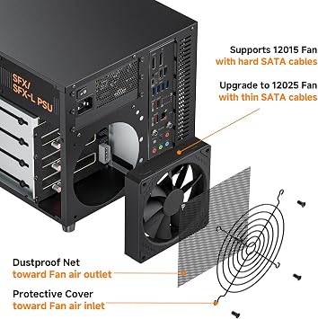 Mini ITX NAS Case, 4 Hot-Swap 3.5 HDD Bay NAS PC Chassis, Supports SFX/SFX-L/Flex PSU & 120mm Fan, Compact ITX Computer Case for Home Office Storage - Black