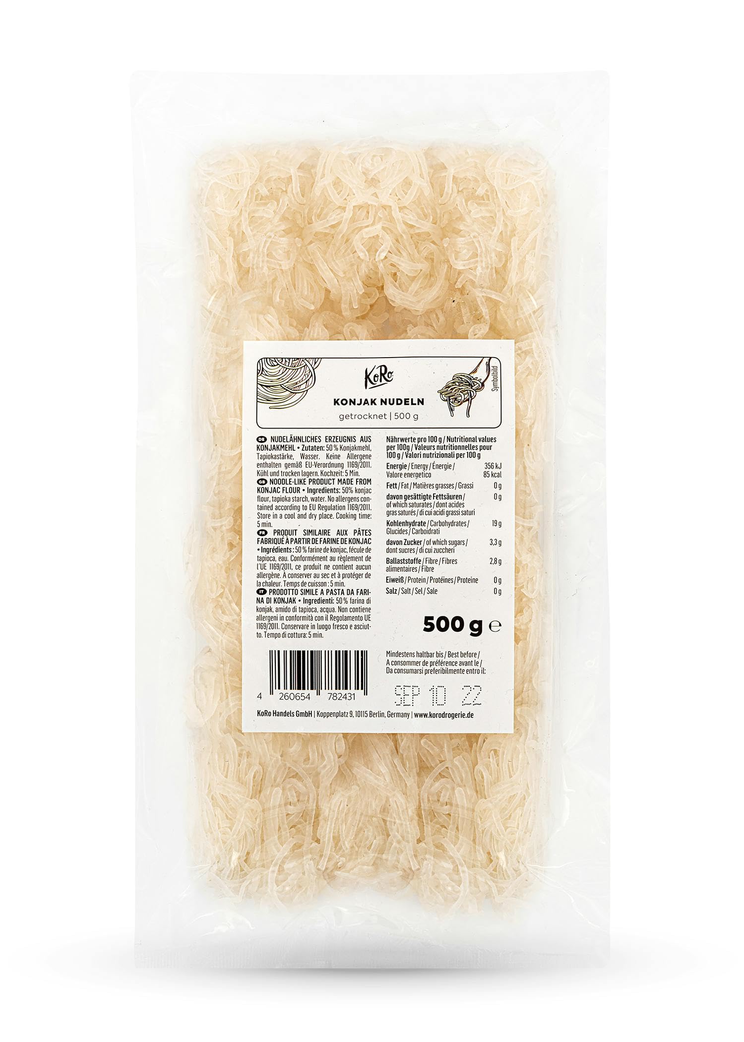 KoRo - Shirataki di Konjac secchi 500 g - prodotti con radice di konjac - senza grassi - vegan