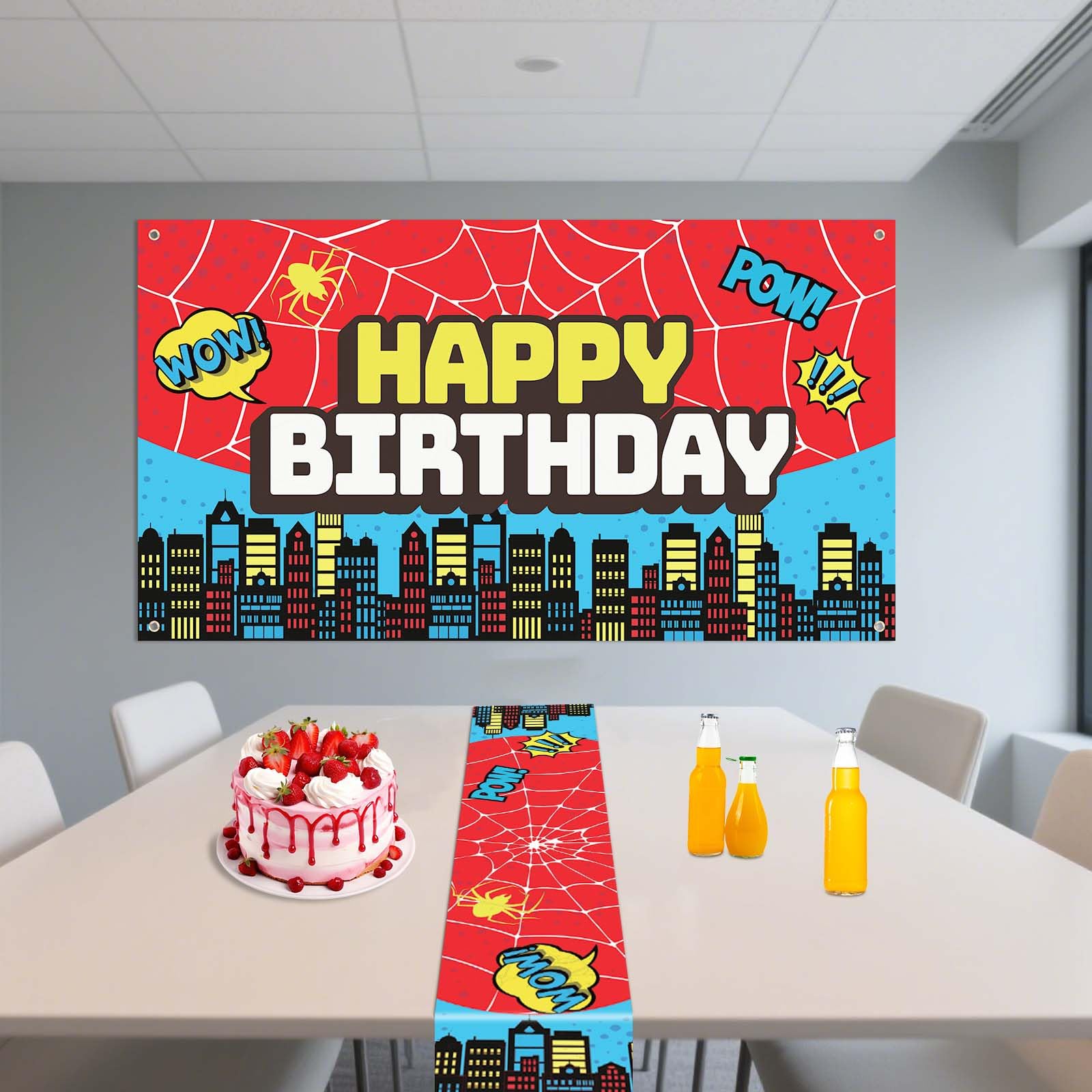 Manteles De Plástico Con Diseño De Telaraña - Pack De 2, Azul Y Rojo, 137x274 Cm - Para Fiestas Infantiles, Cumpleaños, Halloween