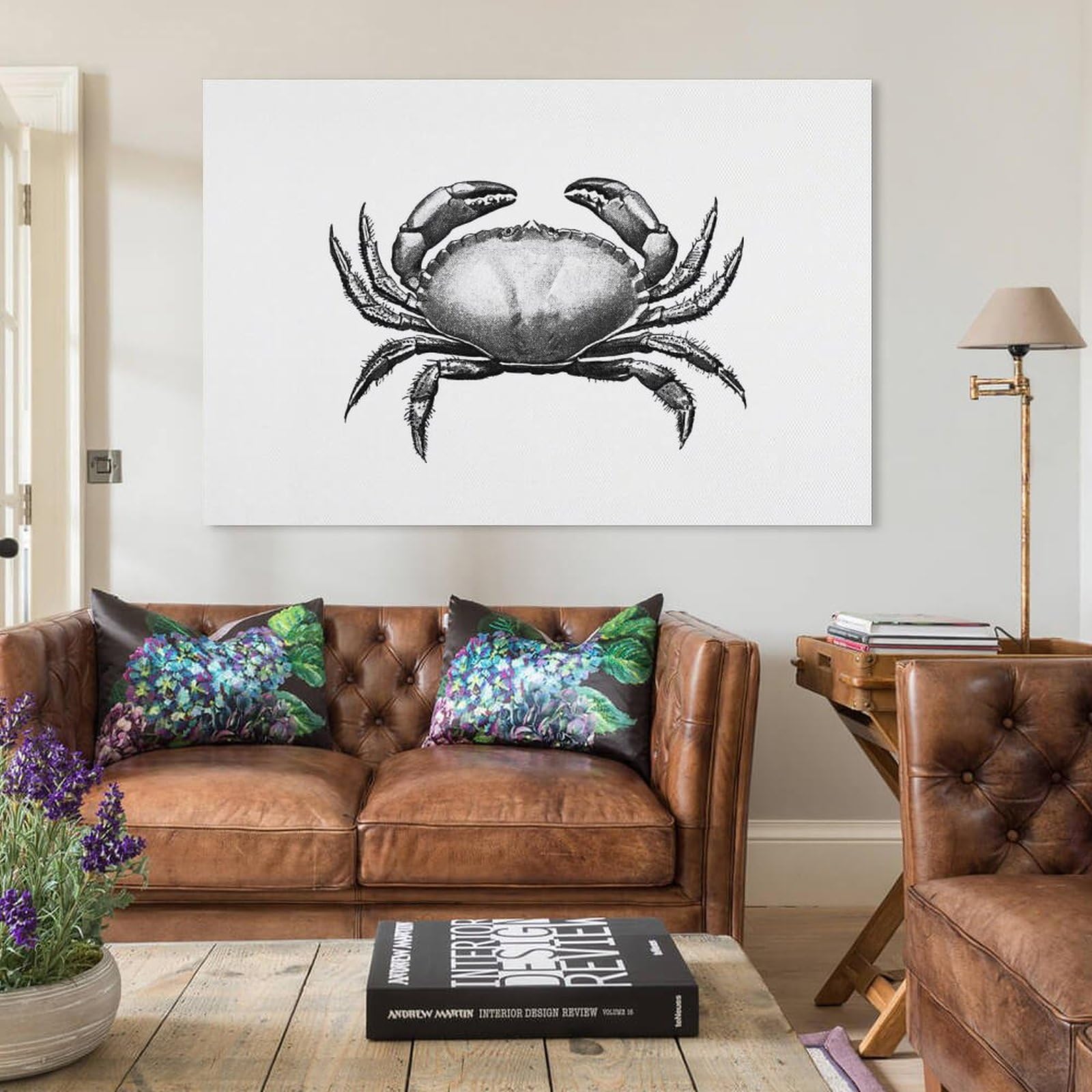 Amazon.co.jp: 絵画 蟹の絵インテリア 絵画 絶妙な白黒の彫刻