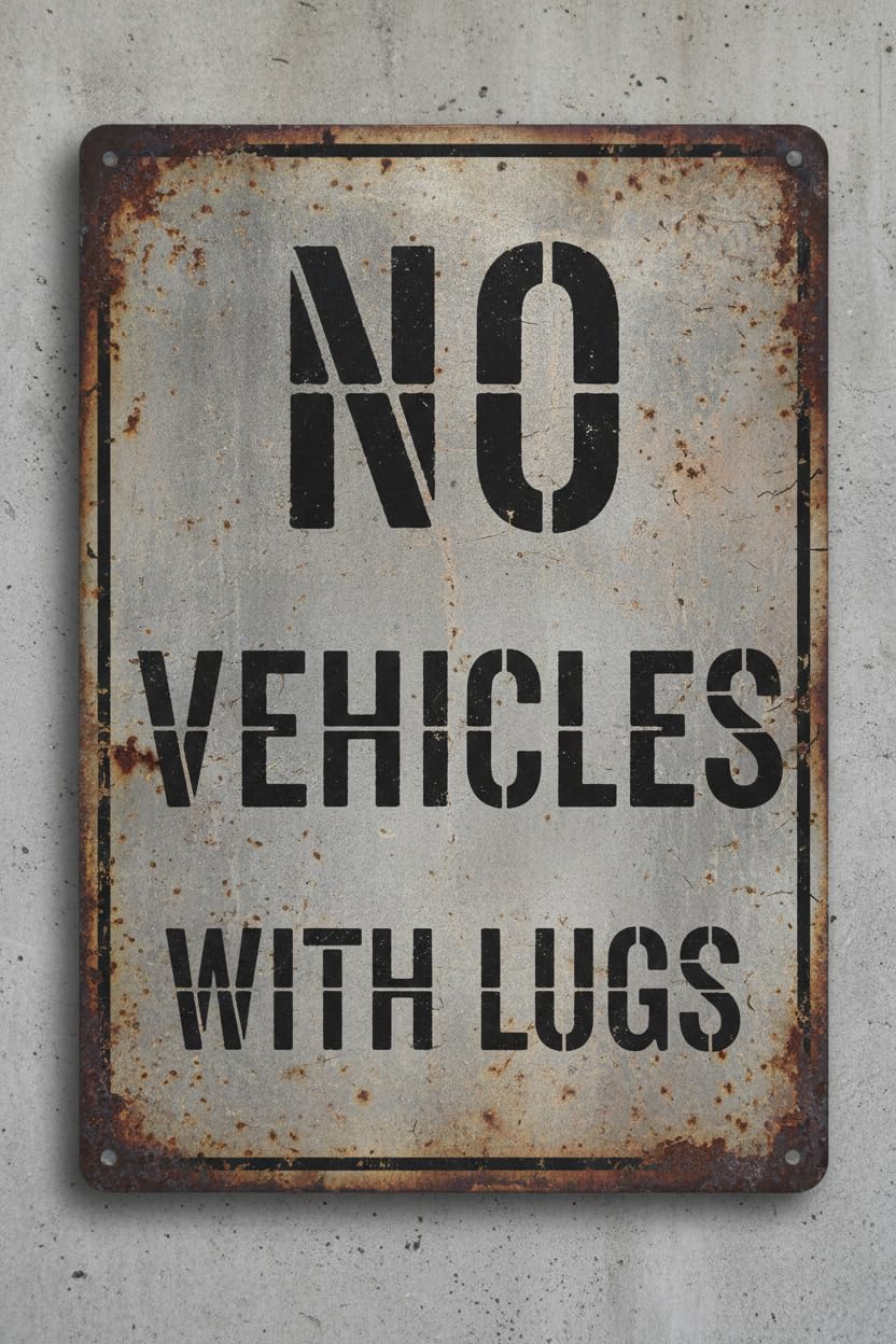 Wall Decor R5-5 No Vehicles With Lugs - Traffic Regulatory Sign Metal Sign 8 X 12 Inches Clear Signage For S, Fences Vintage Signs Aluminum Plates Printed