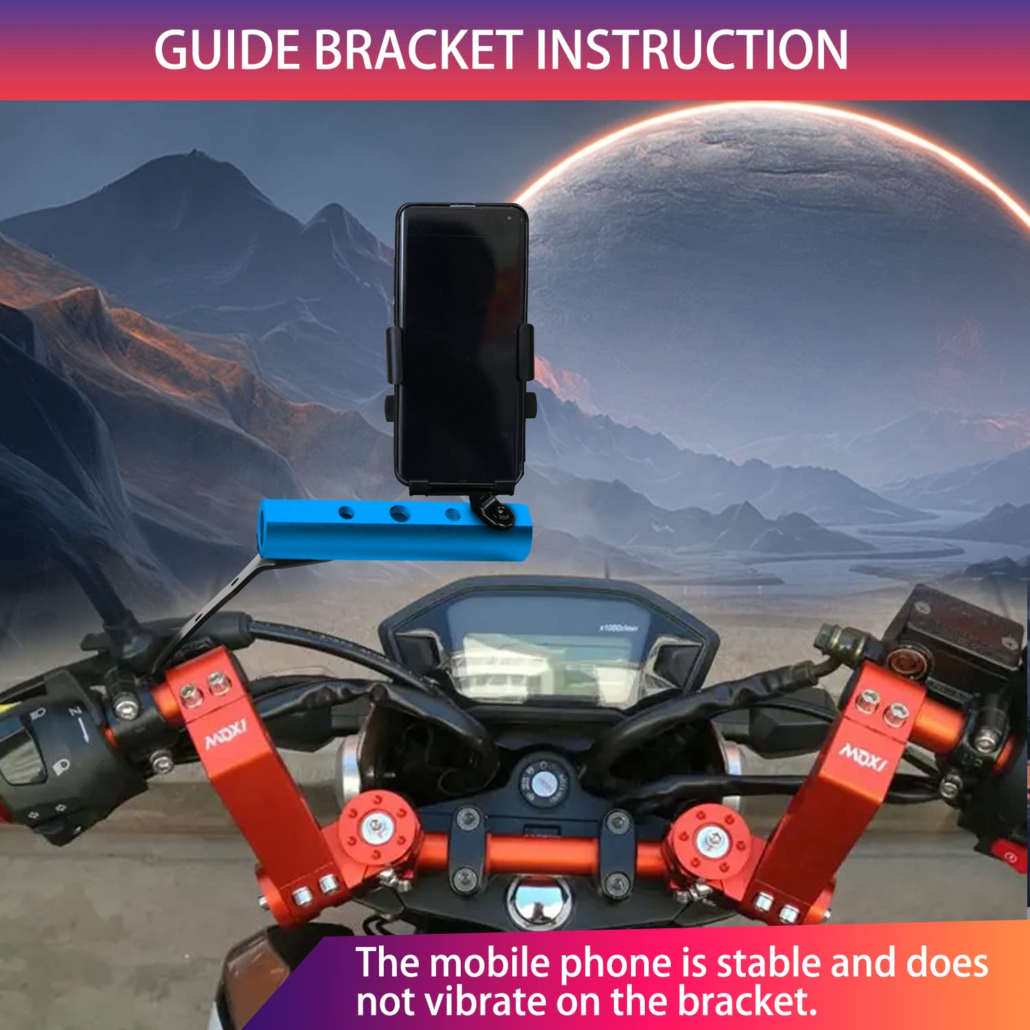 Generic Handlebar Extender for Motorcycles with Smartphone Holder, Blue, 360 Rotation, 100mm Bar Length, 22mm Diameter, Suitable for Honda, Kawasaki, BMW, Yamaha, Suzuki, Scooters