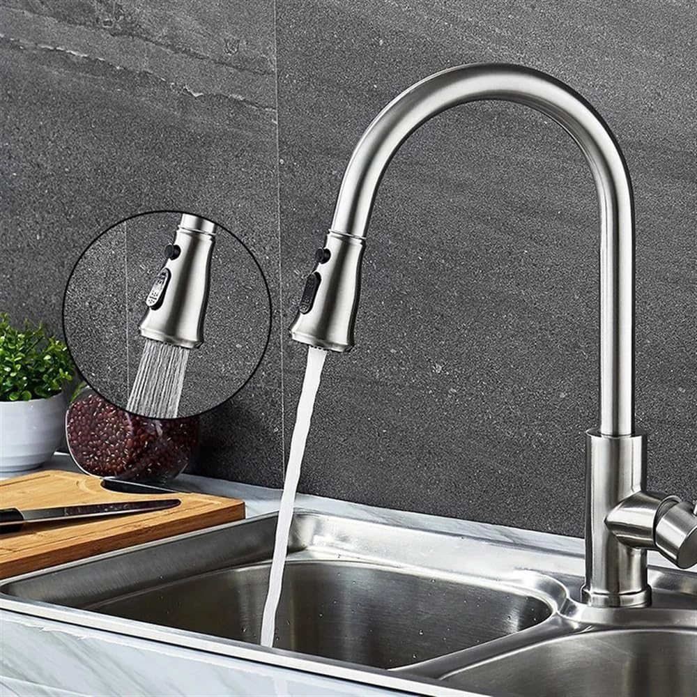 Bateria kuchenna z funkcją Touch Sense Control, bateria z wyciąganą wylewką do zlewu, bateria z podwójnym przepływem, przycisk pauzy, stal nierdzewna,