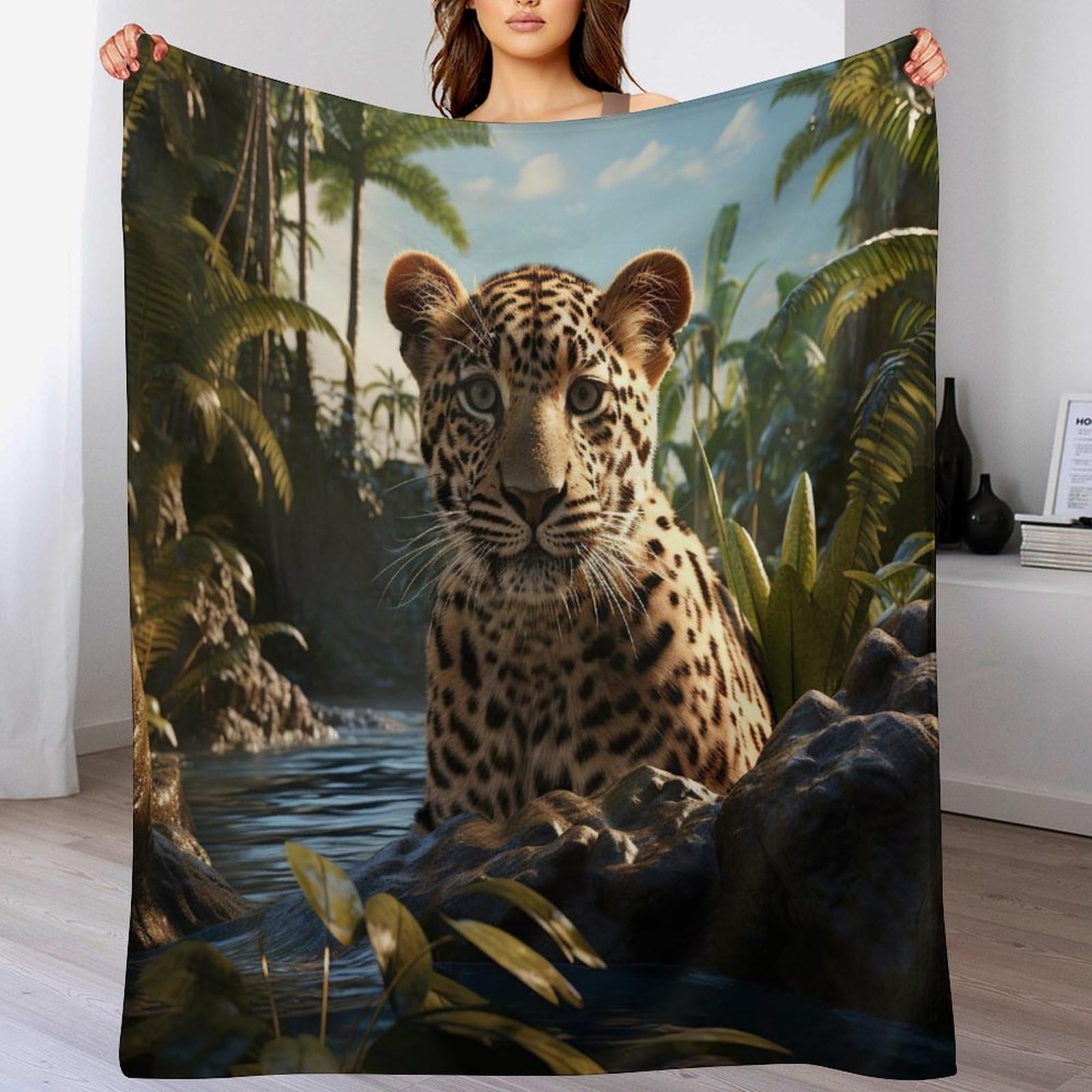 Couverture léopard douce en flannel polaire de haute qualité pour canapé et séjour 100x130cm