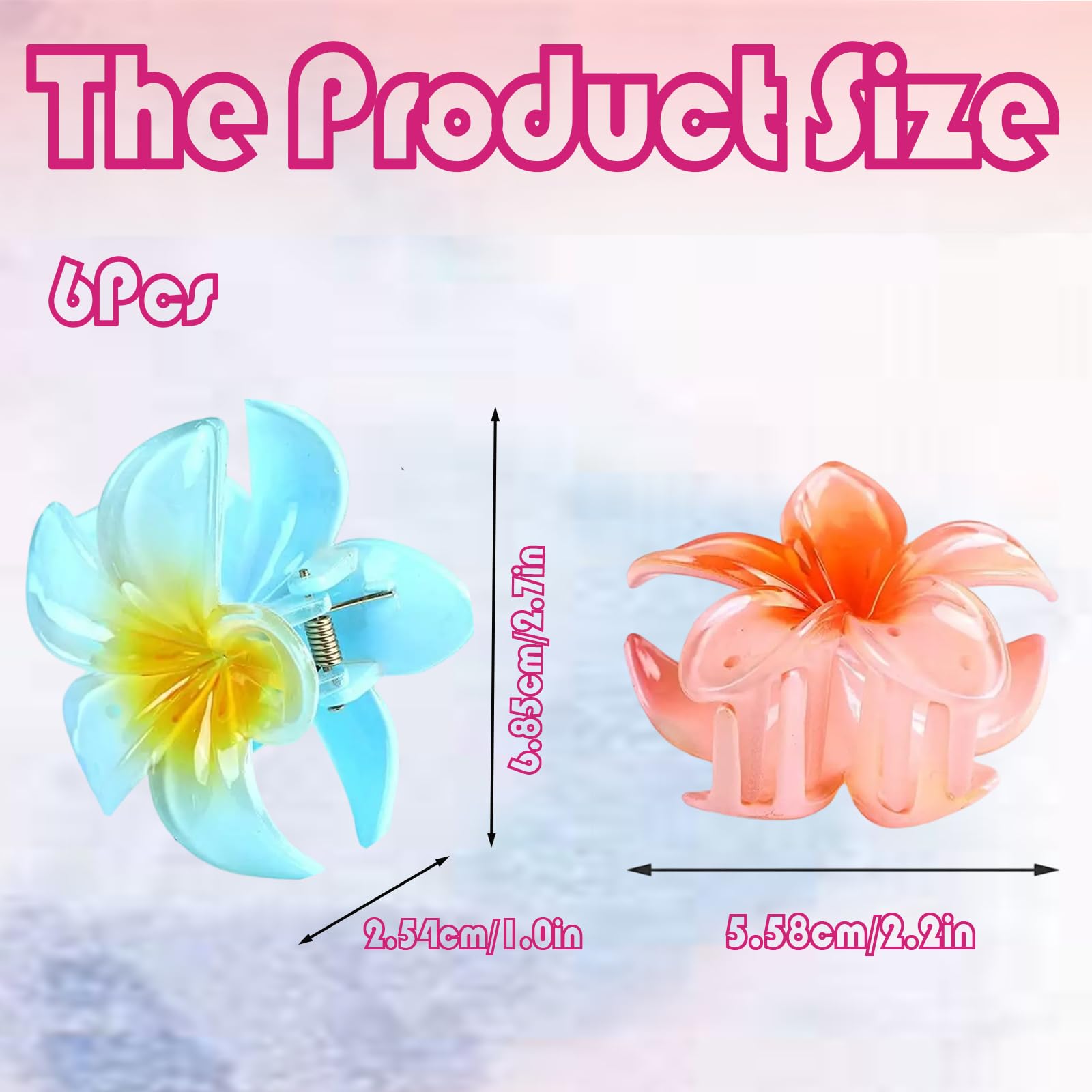 6Pcs Flower Claw Clips, Strong Hold Nonslip Hair Clips for Women and Girls Flower Hair Clip for Women Girls Holiday Gifts (Multicolour) - Image 2