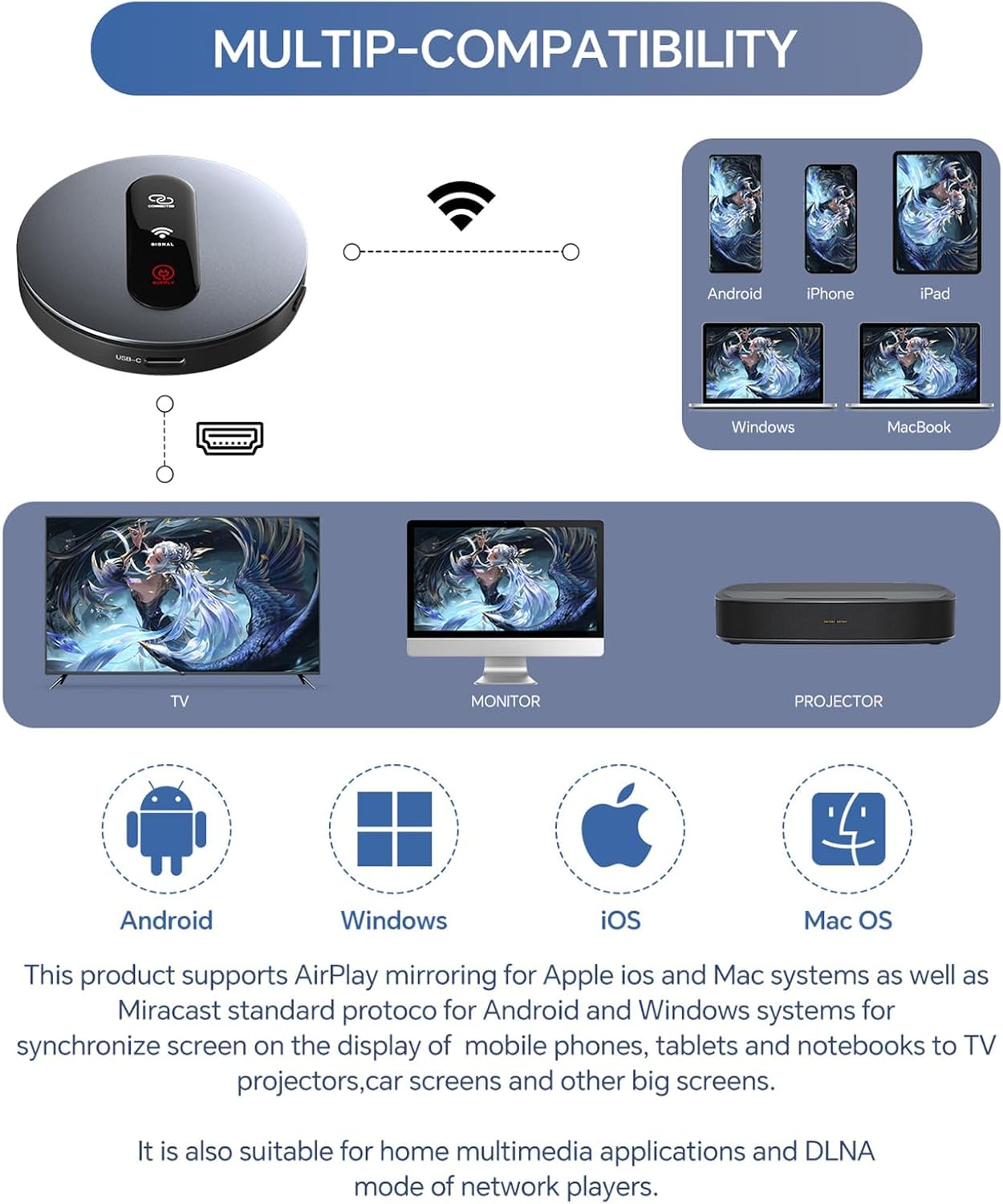 Redwalk Wireless HDMI Display Dongle Adapter