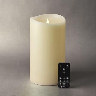 Flameless LED Candles with Remote Control, 5"x 9.5"Flickering 3D Moving Flame Battery Operated Candles in Real Wax Shell for Indoor Use, Home Decor Ivory