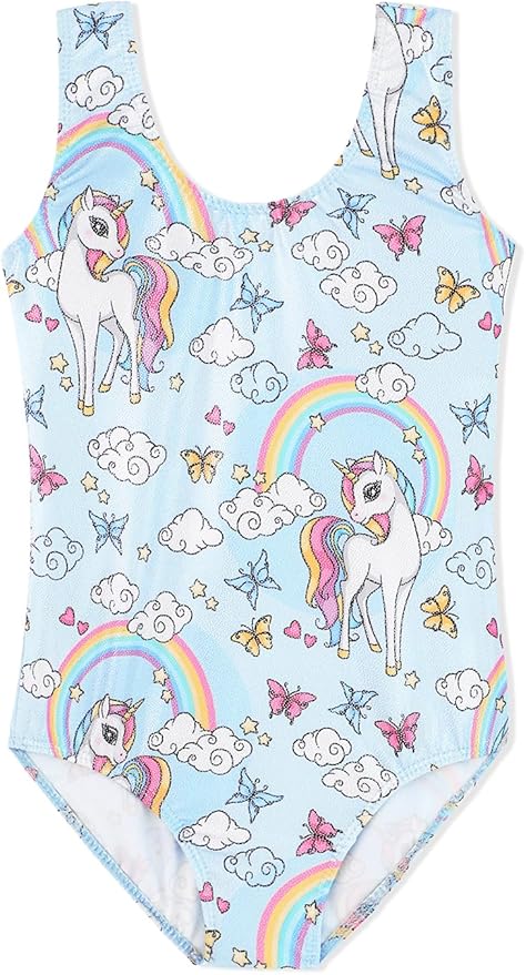 HOZIY Gymnastics Leotards for Girls Toddlers Kids Sleeveless Tumbling Outfits for Dance Print