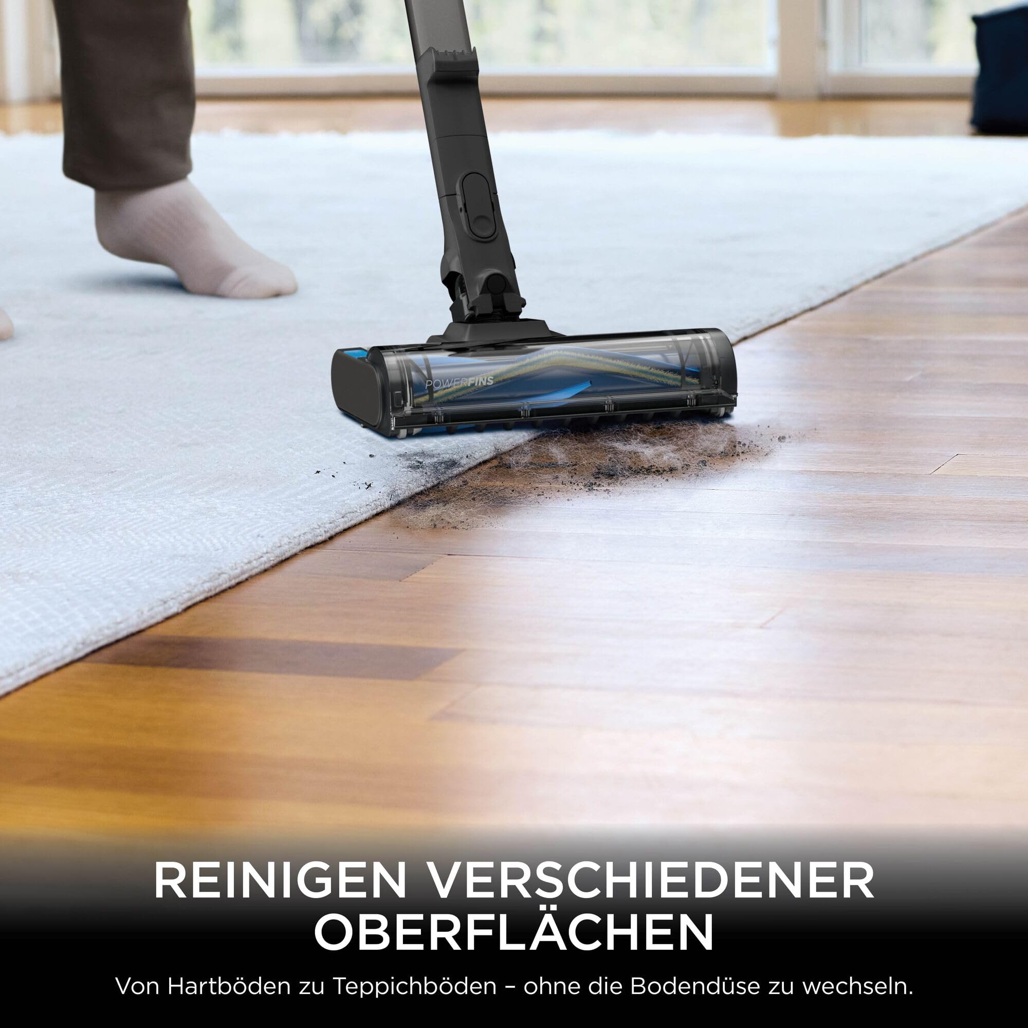 Shark PowerPro Akku-Staubsauger freistehend, bis 50 Min. Laufzeit, kabellos, beutellos, für Tierhaare, Allergiker, Teppich und Hartböden, mit LED-Licht und Knickgelenk-Rohr, IZ370EU