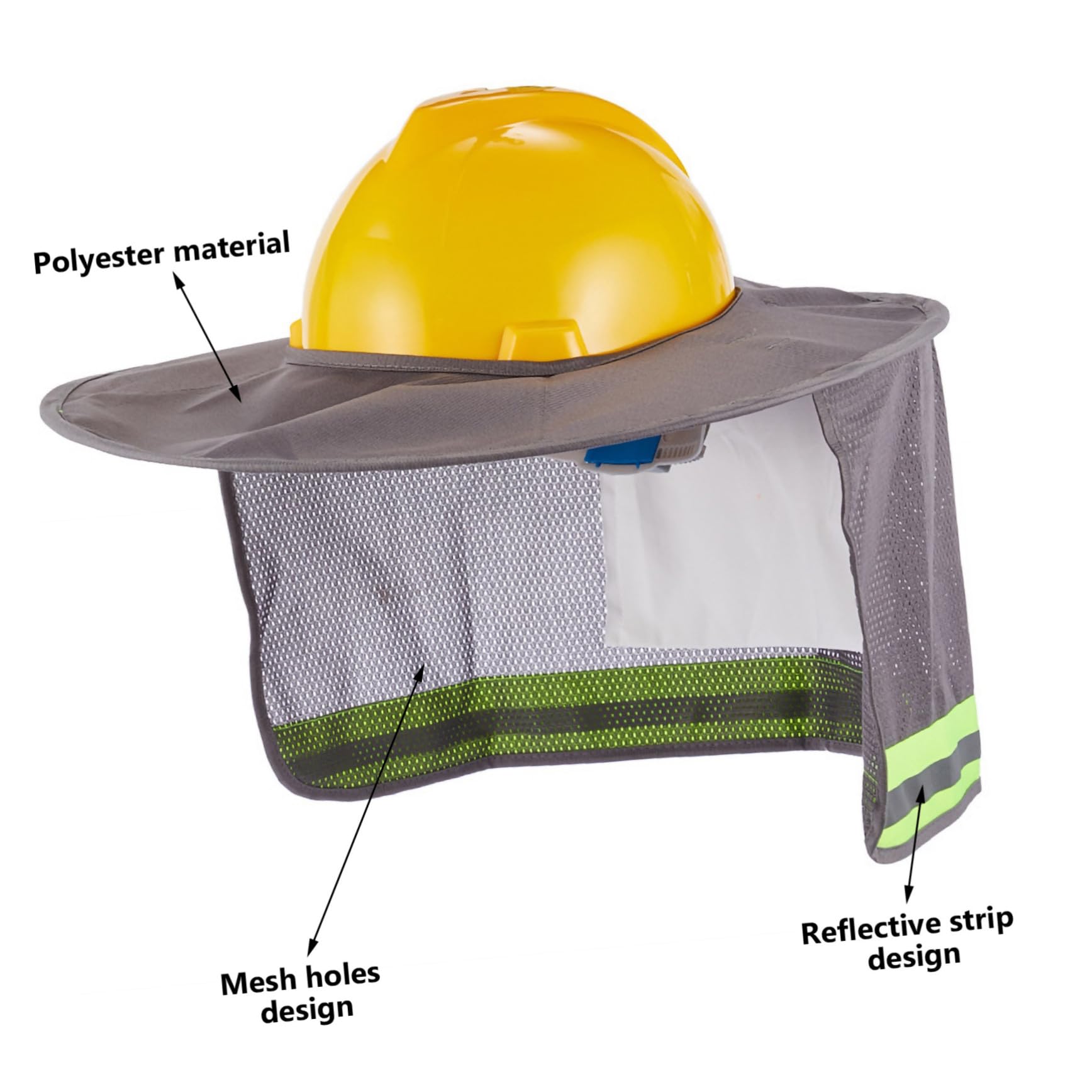 iplusmile 6 Pièces Pare Soleil pour Casque de Sécurité avec Protection de Nuque Réfléchissante Visière Respirante UV pour Chantiers Extérieurs Couvre Casque et Confortable
