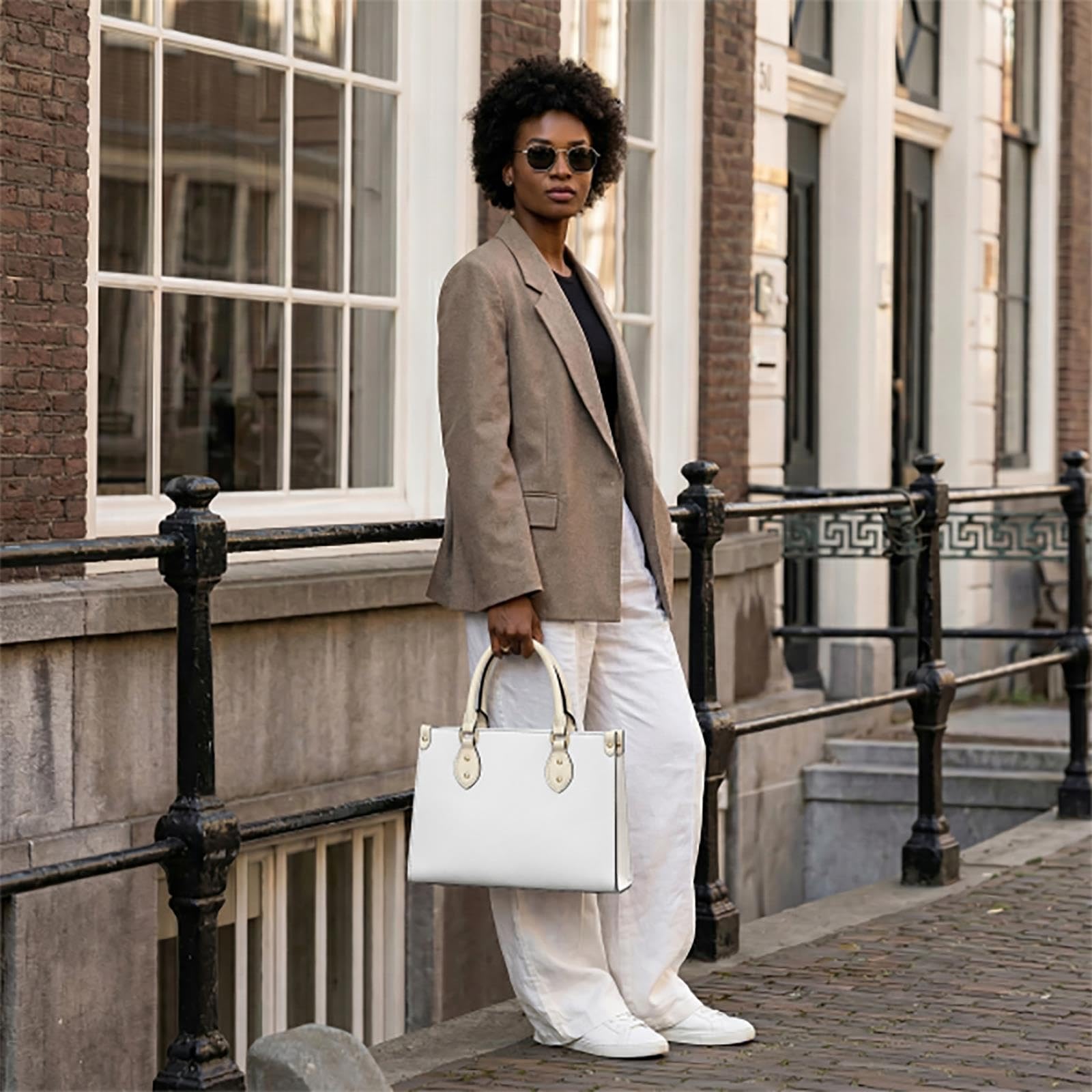 Bolso tote de cuero personalizable para mujer con correa hombro desmontable