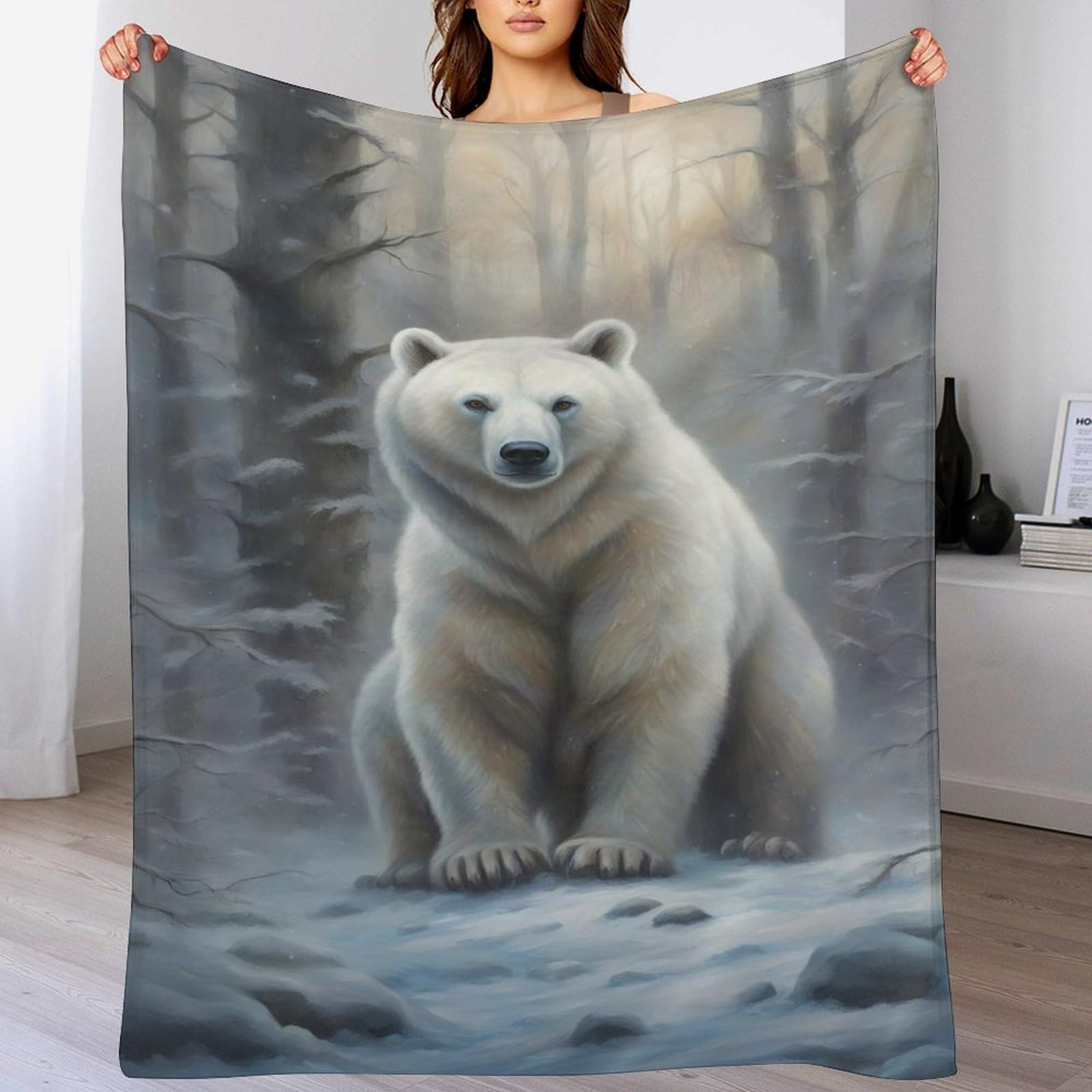 Couverture polaire ours 150x200 pour soirées cocooning canapé et lit