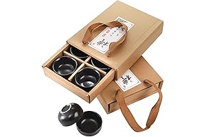 Foraineam 12 Pcs Japanese Sake Cups, 1.5 Ounces Exquisite Black Pottery Teacups