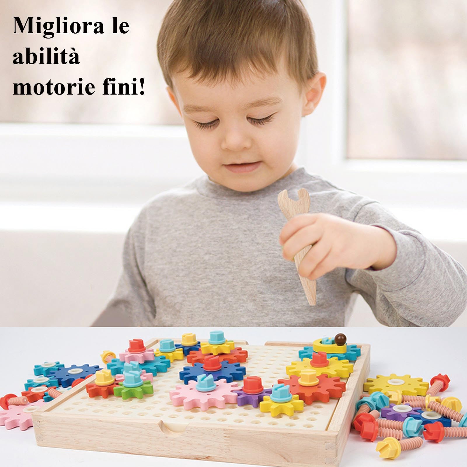 Giochi Montessori 3 4 5 Anni, Giocattoli in Legno, Ingranaggi, Giochi Educativi 3 Anni, Giochi Bimba 5 Anni, Regalo Bambino Bambina 3-5 Anni